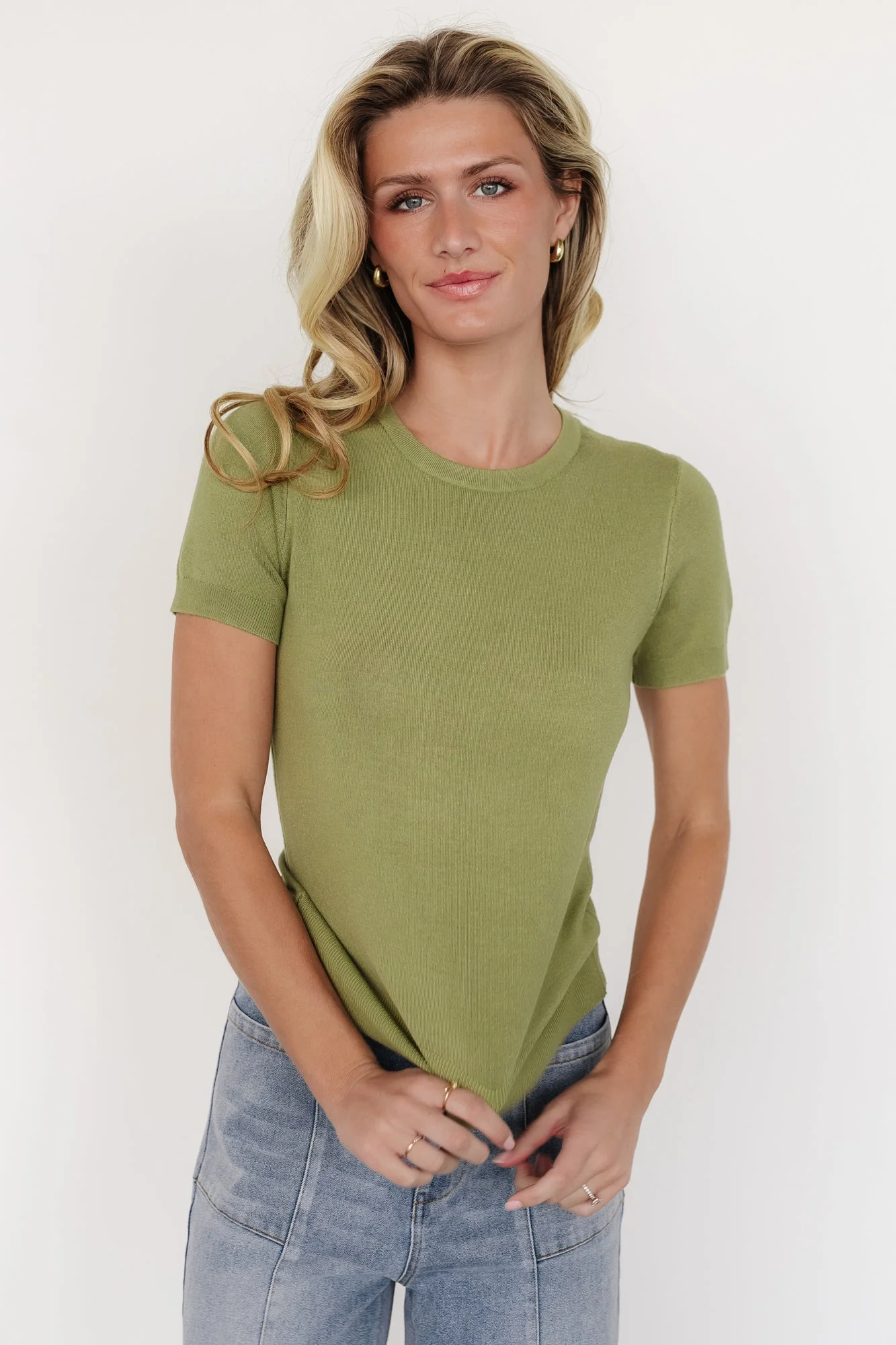 Hannah Knit Top | Light Olive