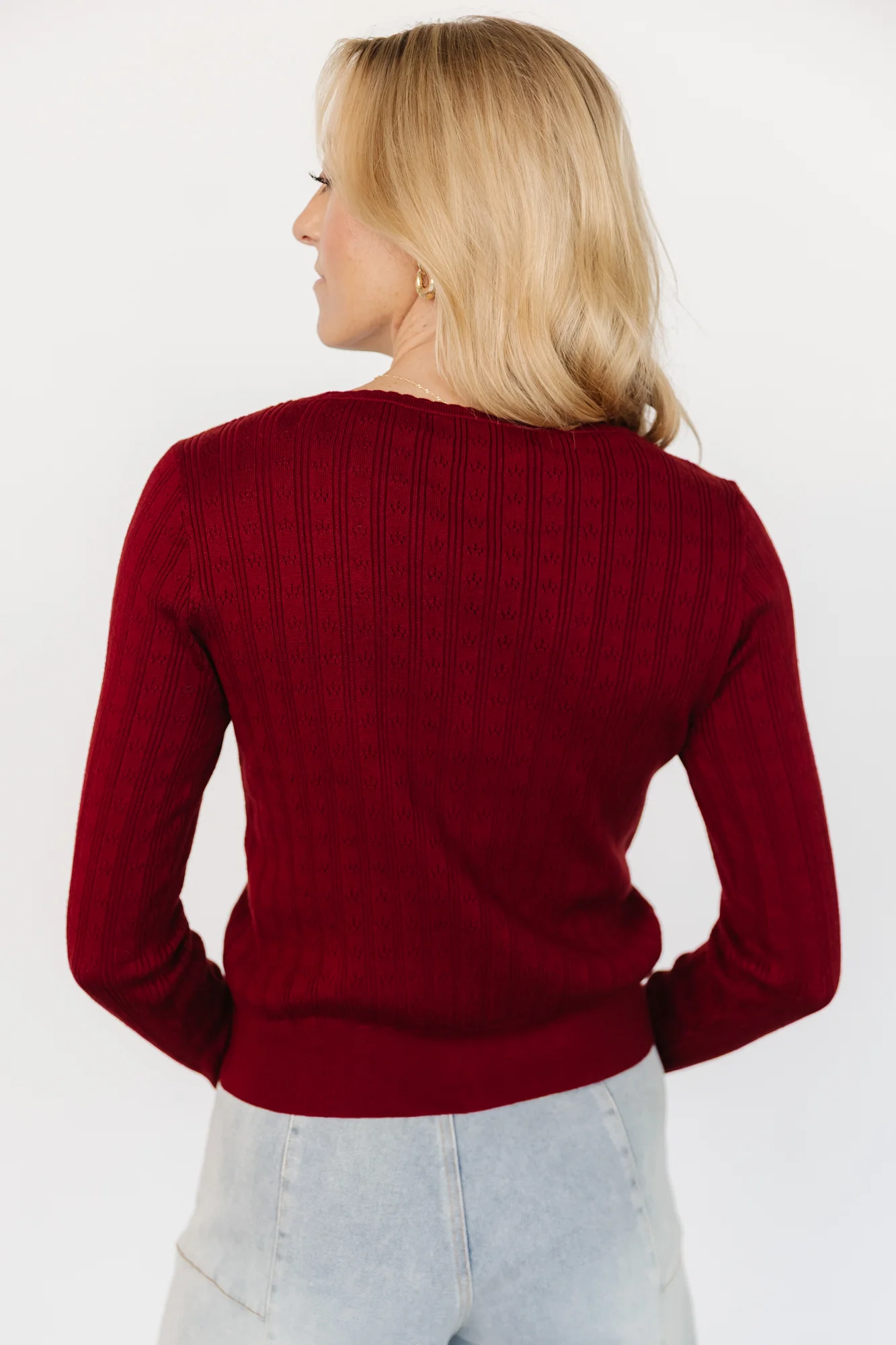 Heidi Pointelle Cardigan | Brick