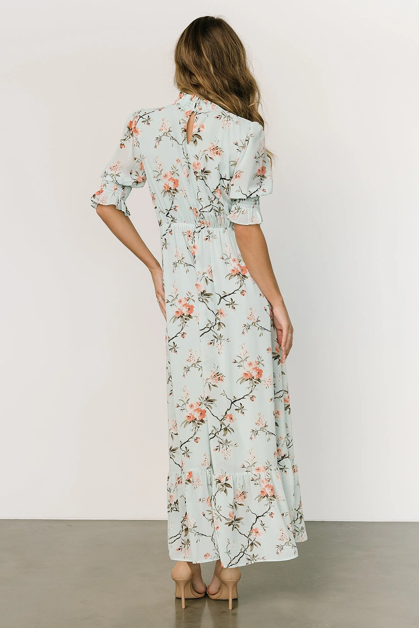 Marie Mock Neck Maxi Dress | Sage Floral