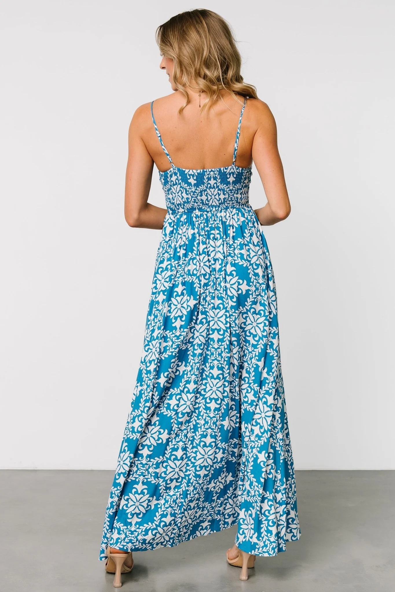 Kali Maxi Dress | Blue + White