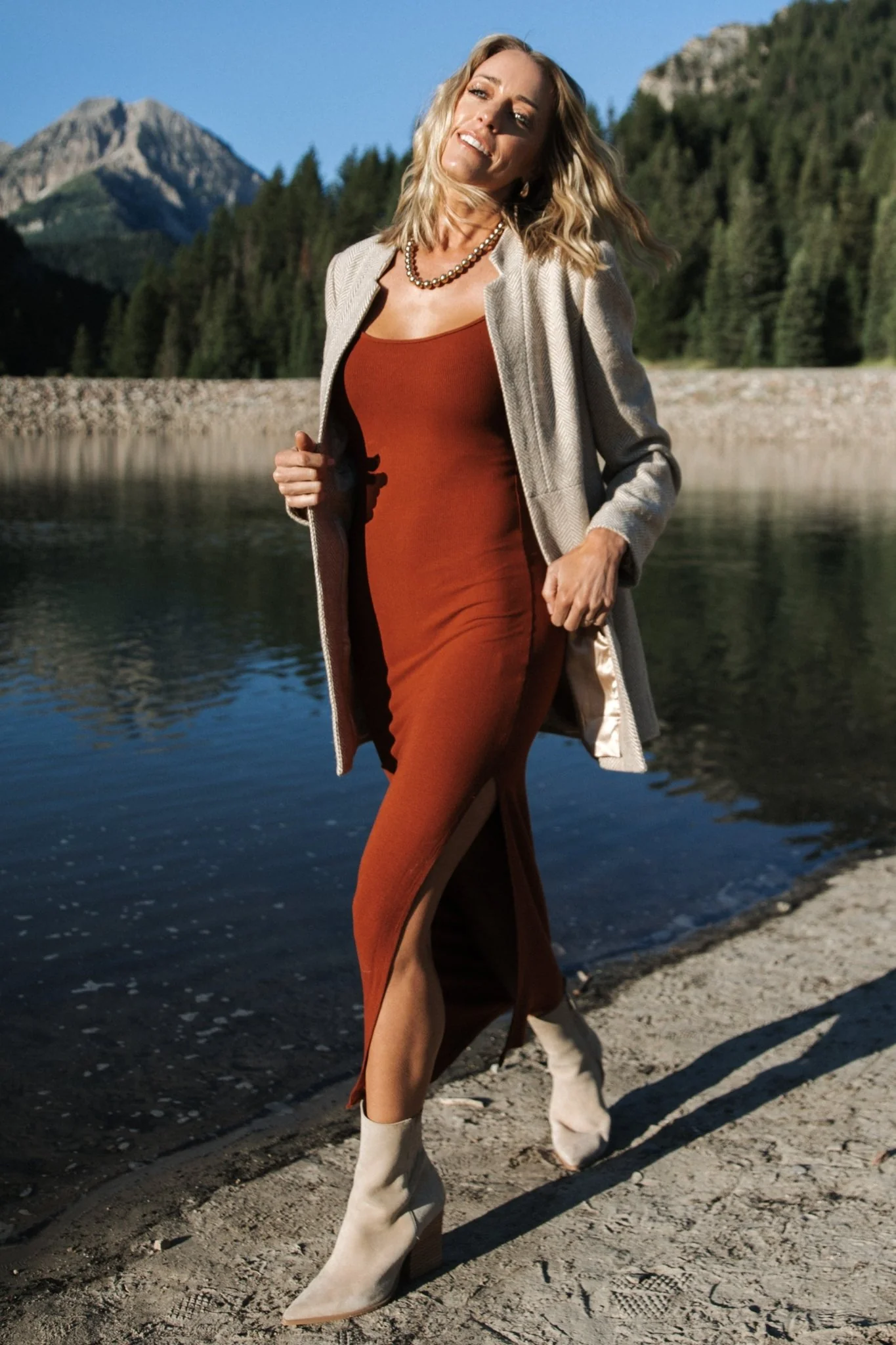 Kade Bodycon Tank Dress | Auburn Brown