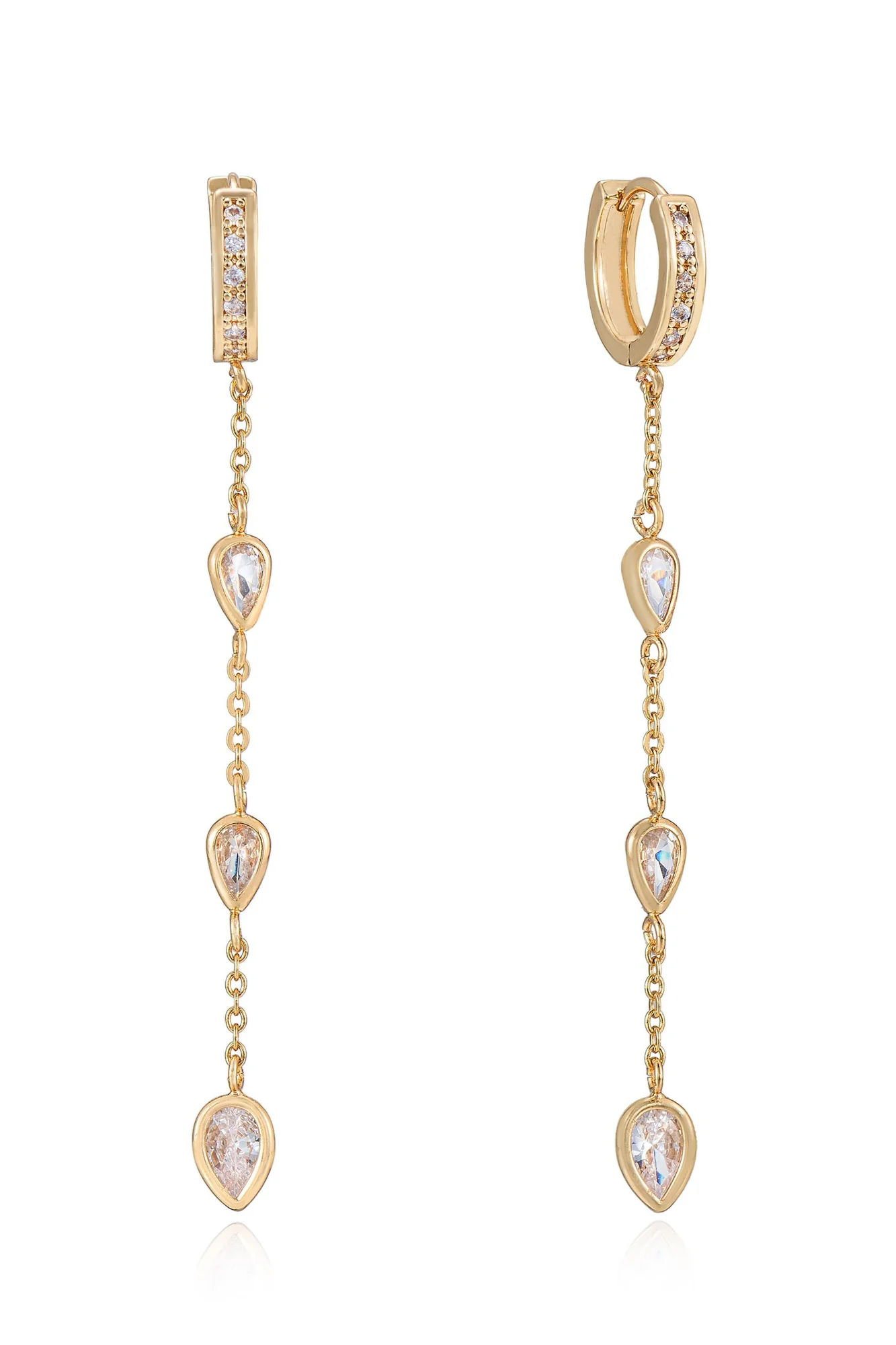 Bezel Crystal Huggie Dangle Earrings