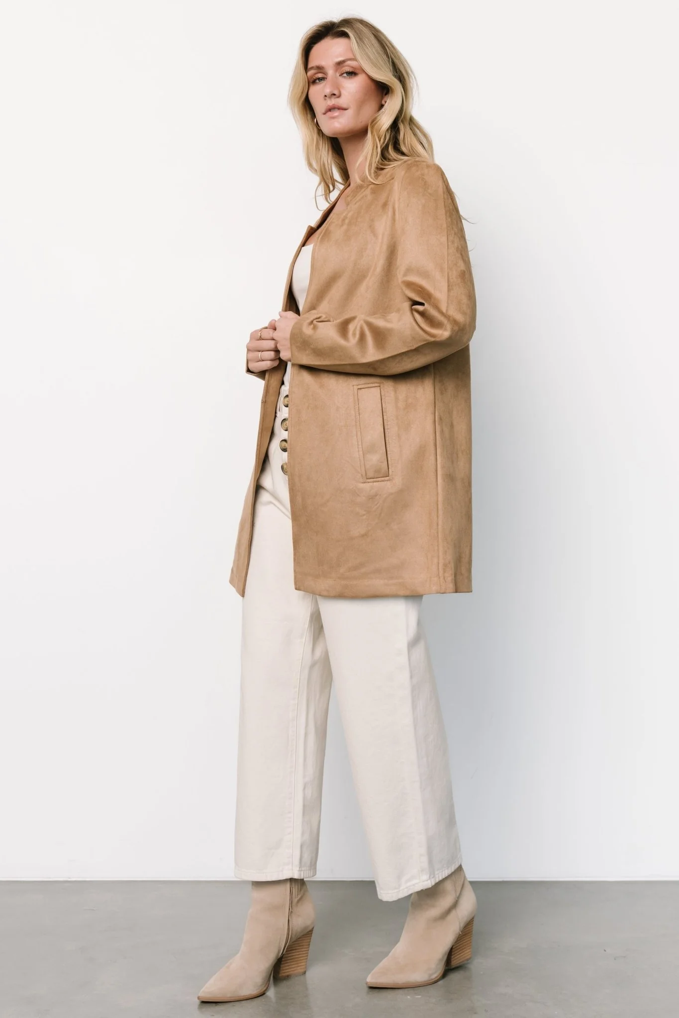 Queenie Faux Suede Jacket | Camel