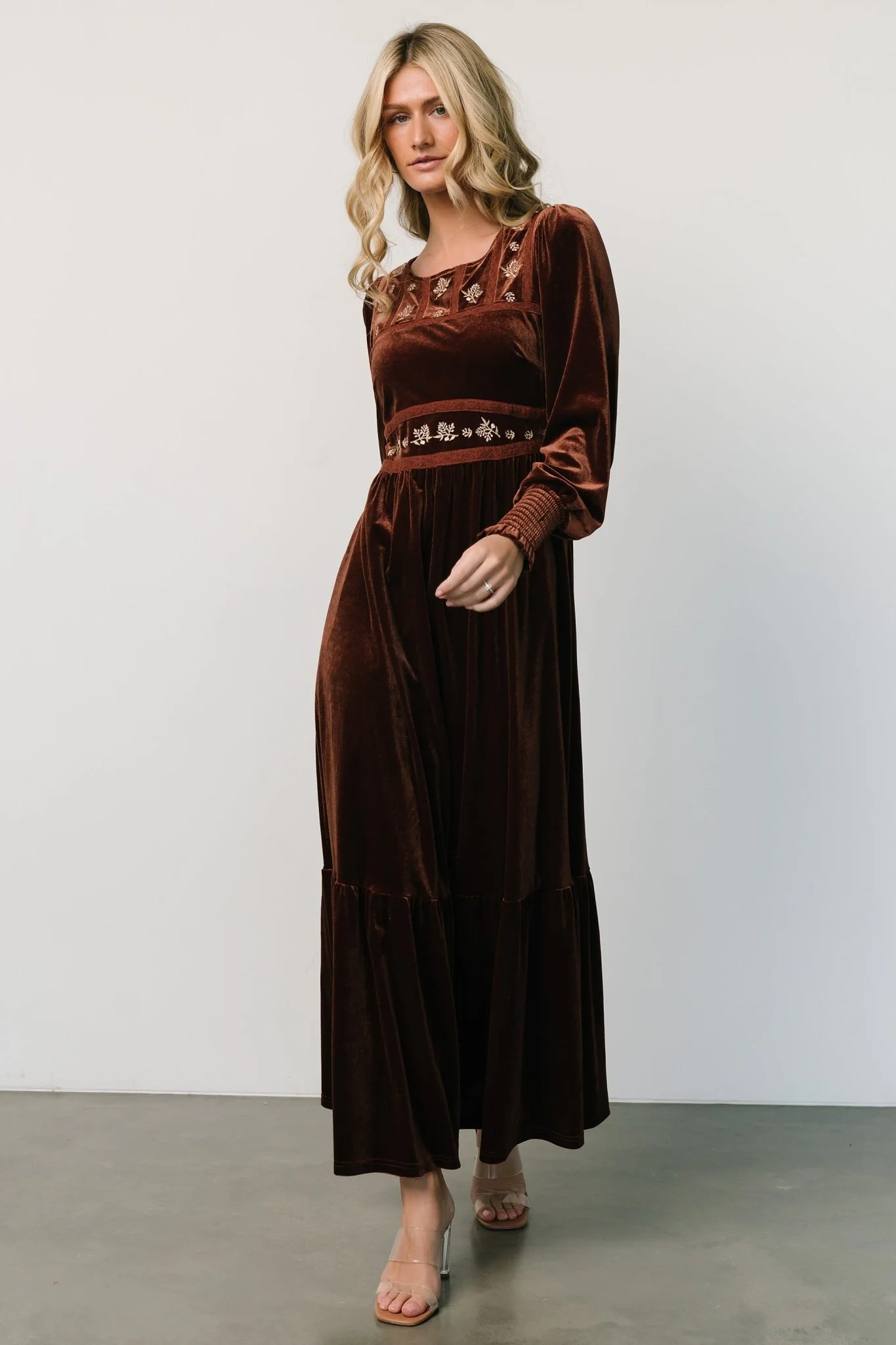 Ingrid Velvet Maxi Dress | Chocolate