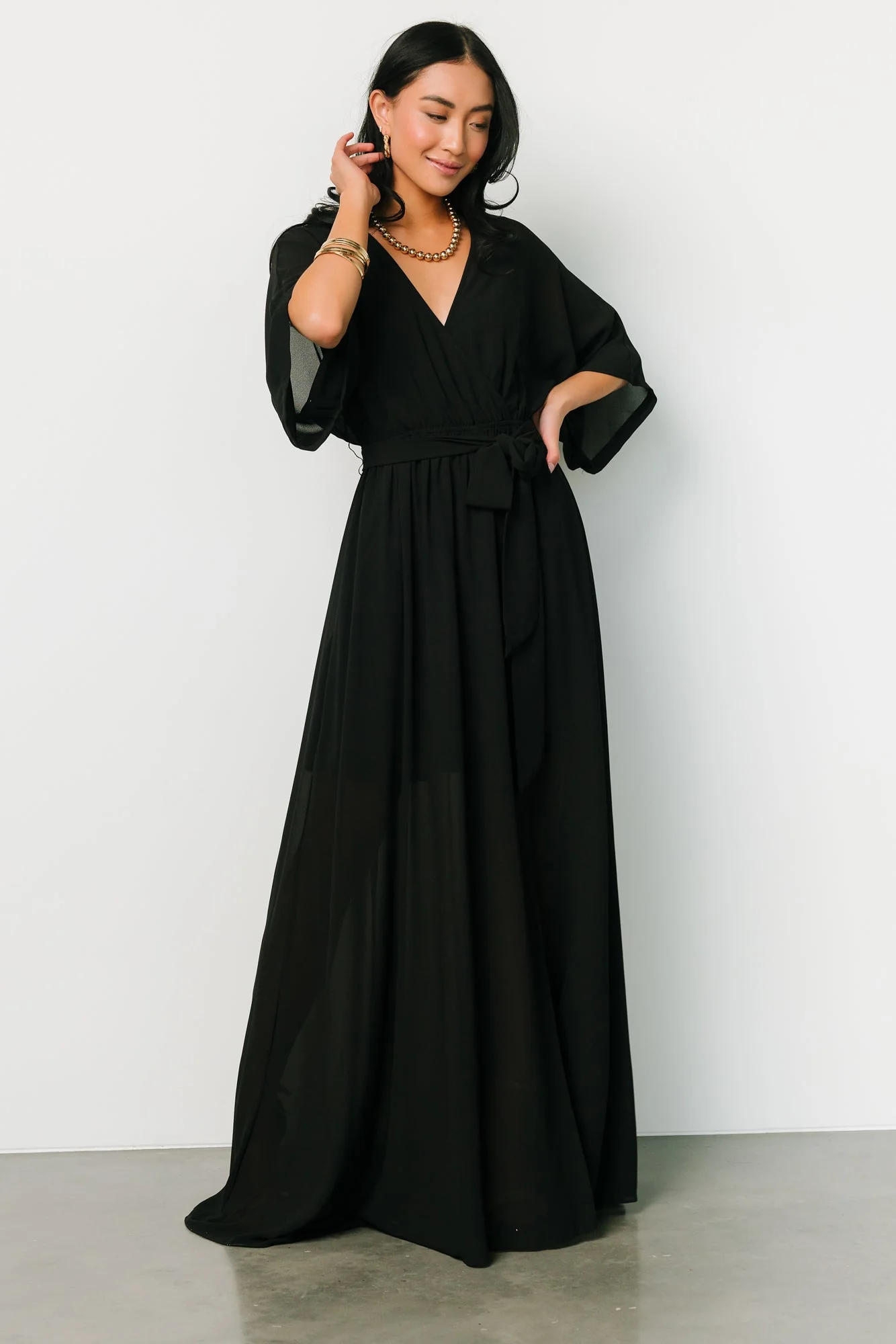 Kia Kimono Maxi Dress | Black