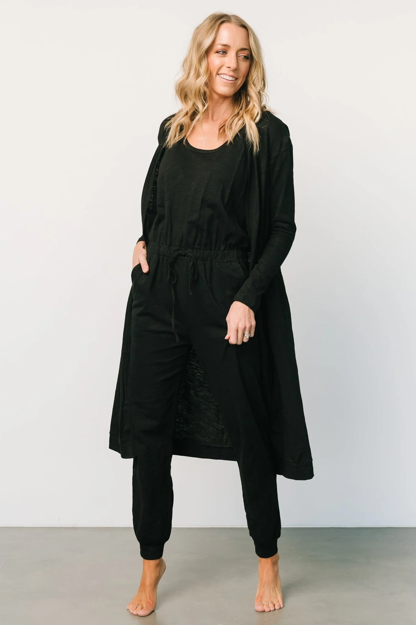 Janae Jumpsuit + Cardigan Set | Black