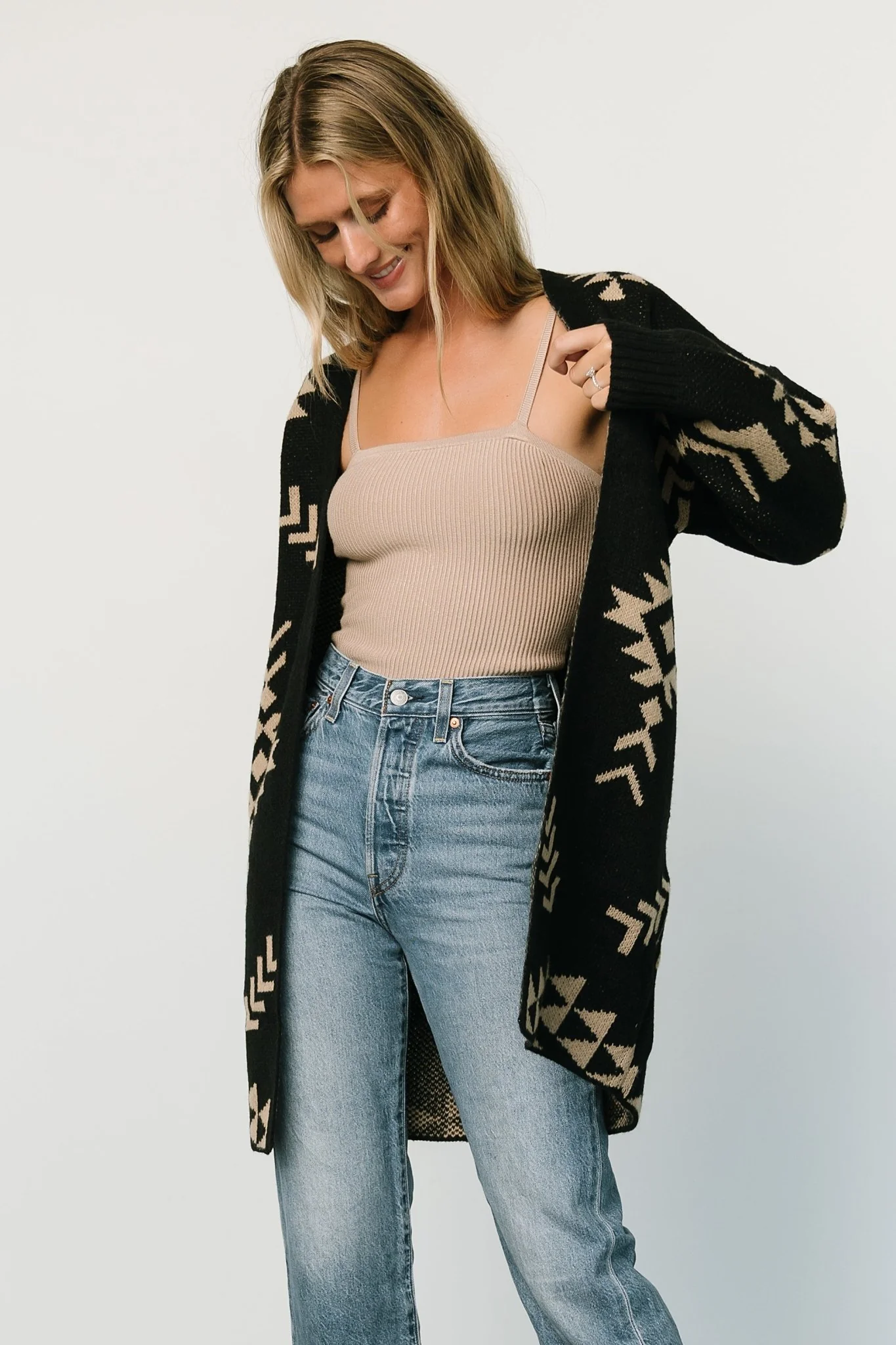 Hays Oversized Cardigan | Black + Tan