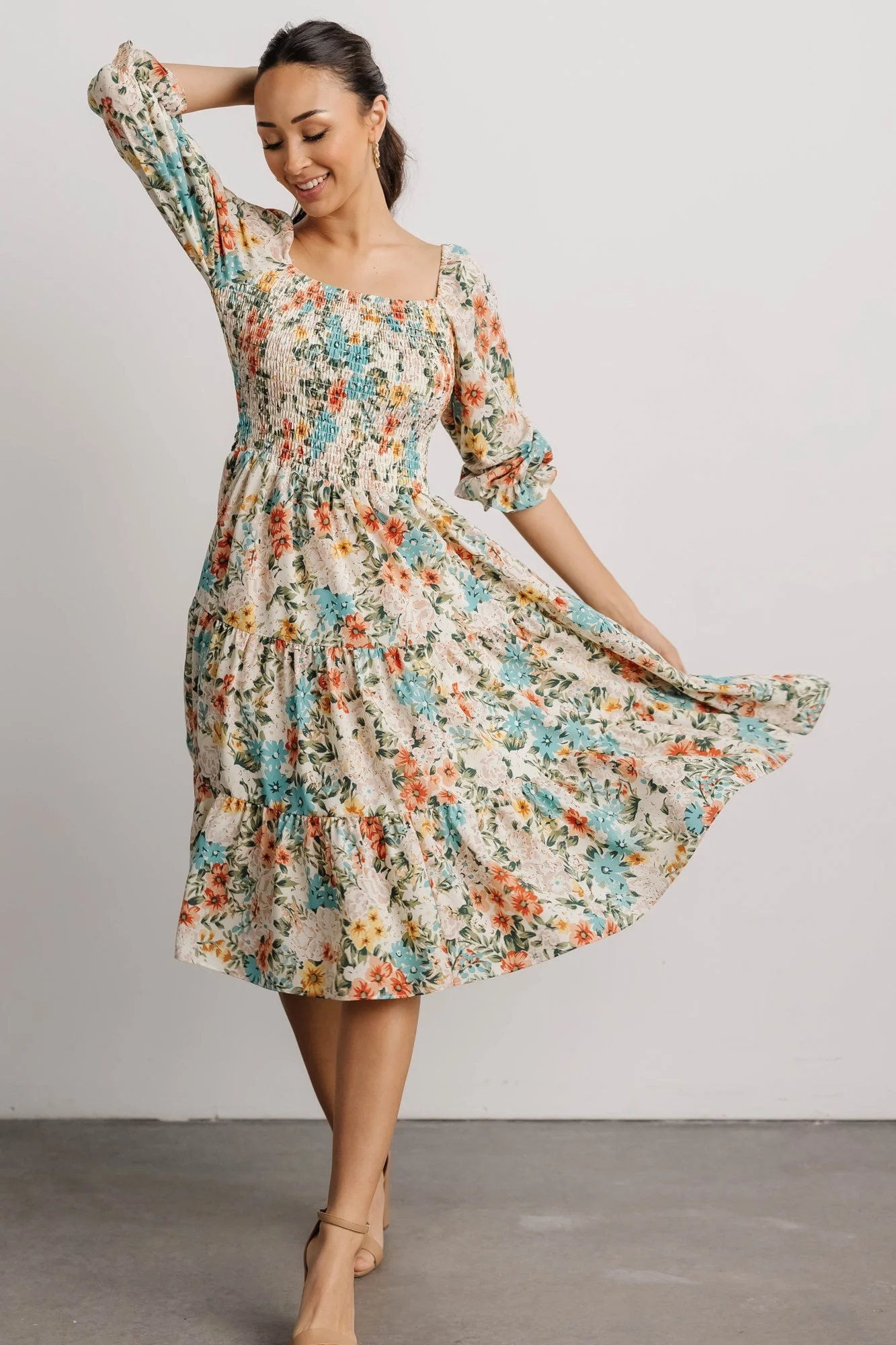 Marta Smocked Midi Dress | Summer Floral