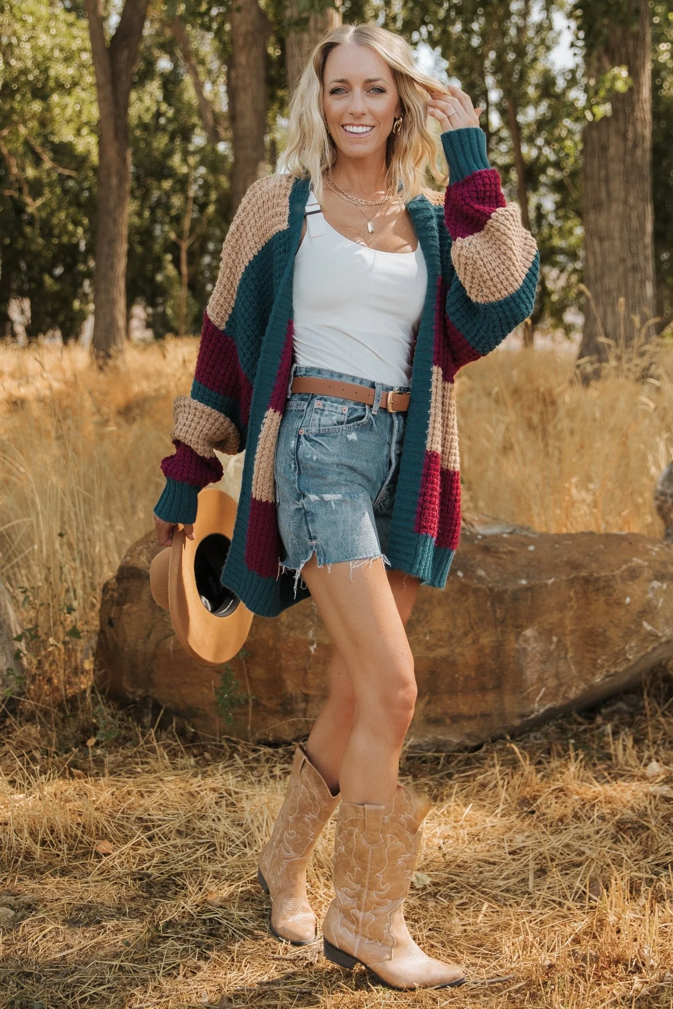 Jonah Chunky Knit Cardigan | Deep Topaz Multi