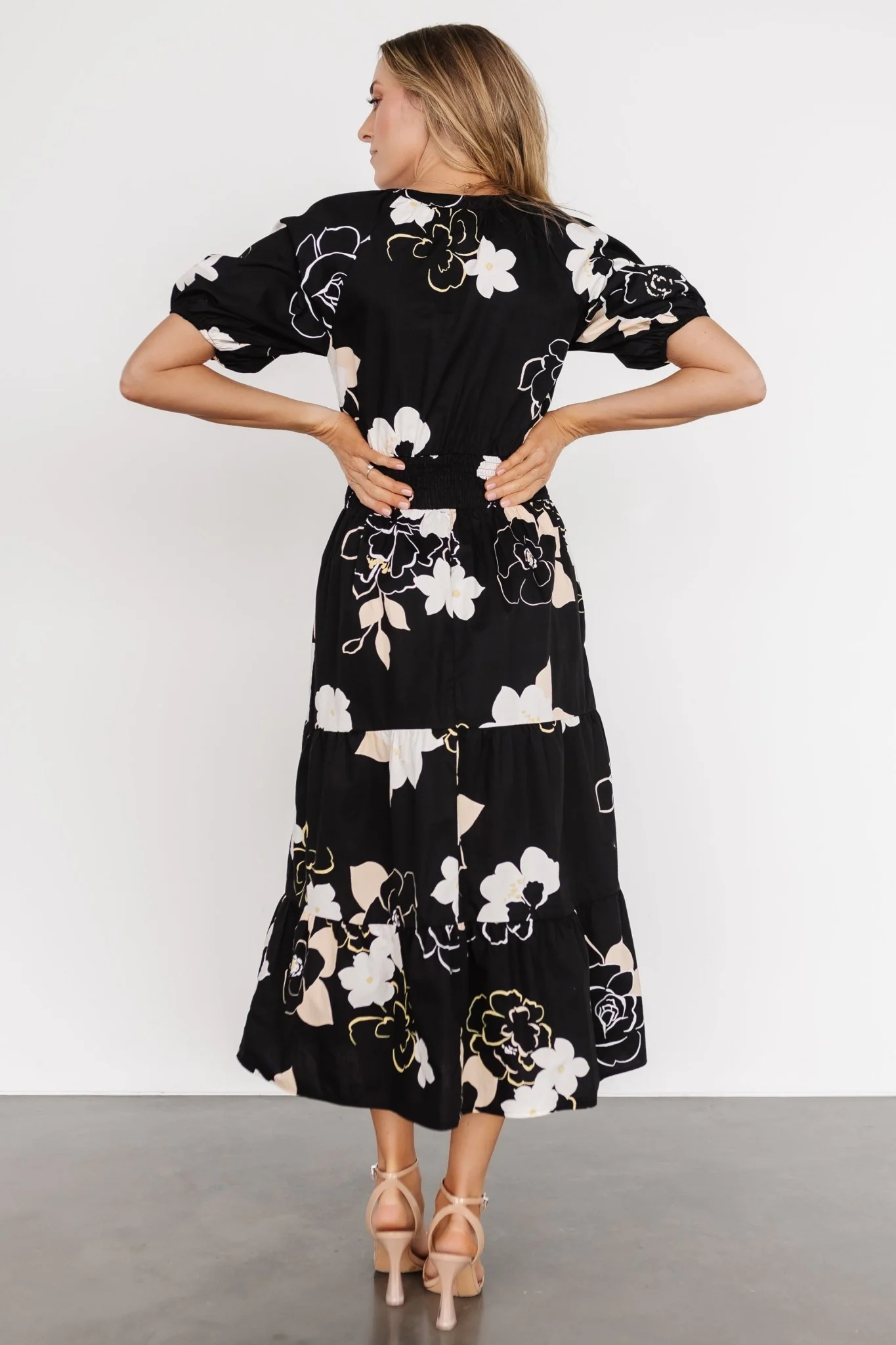 Hacienda Tiered Midi Dress | Black Multi