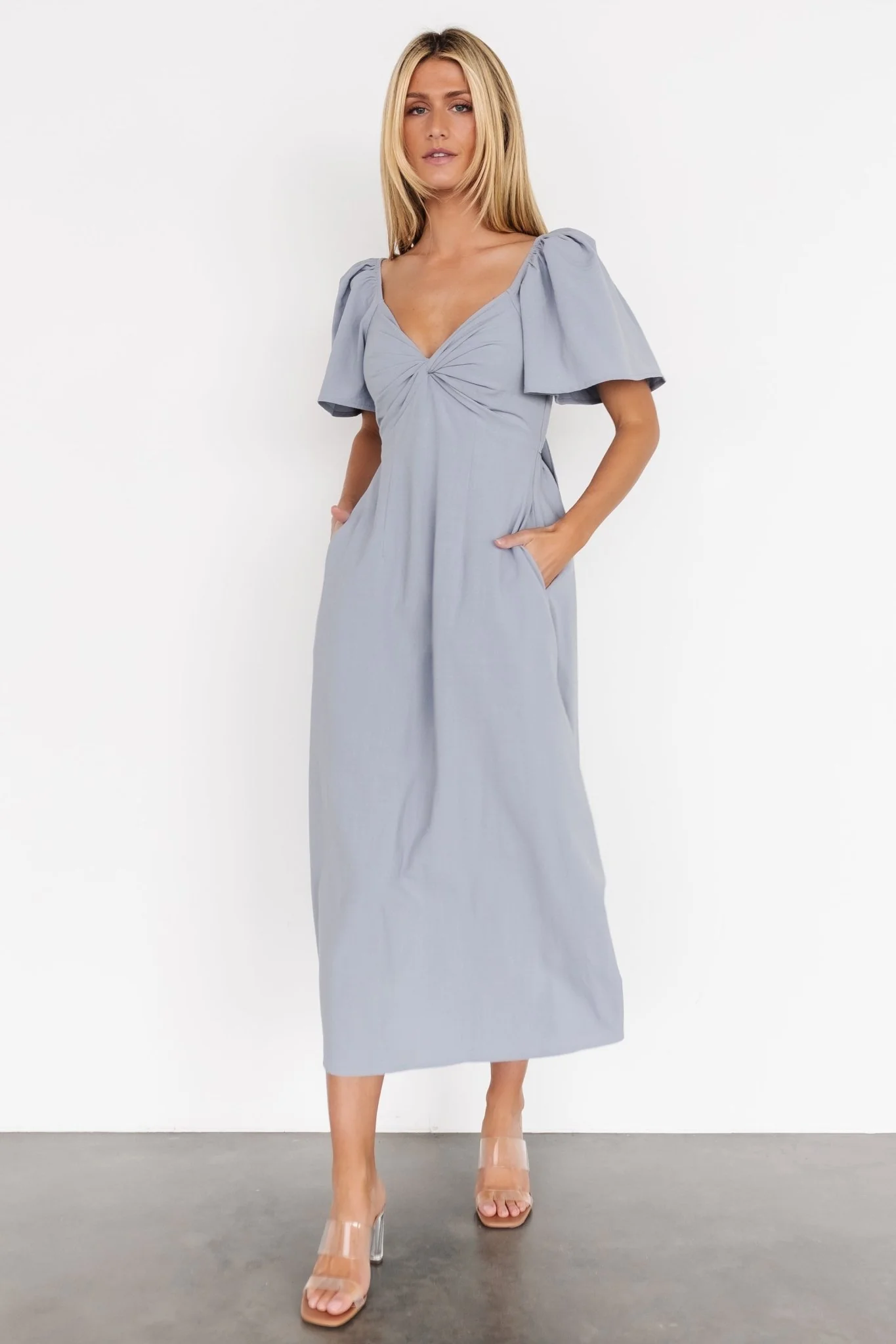 Indie Back Tie Dress | Dusty Blue