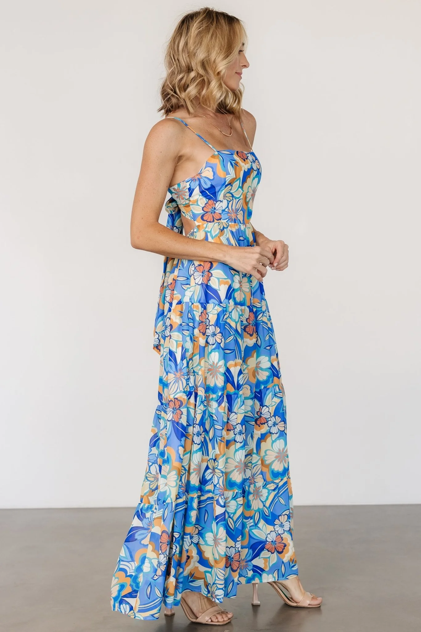 Jannica Tie Back Maxi Dress | Blue Multi