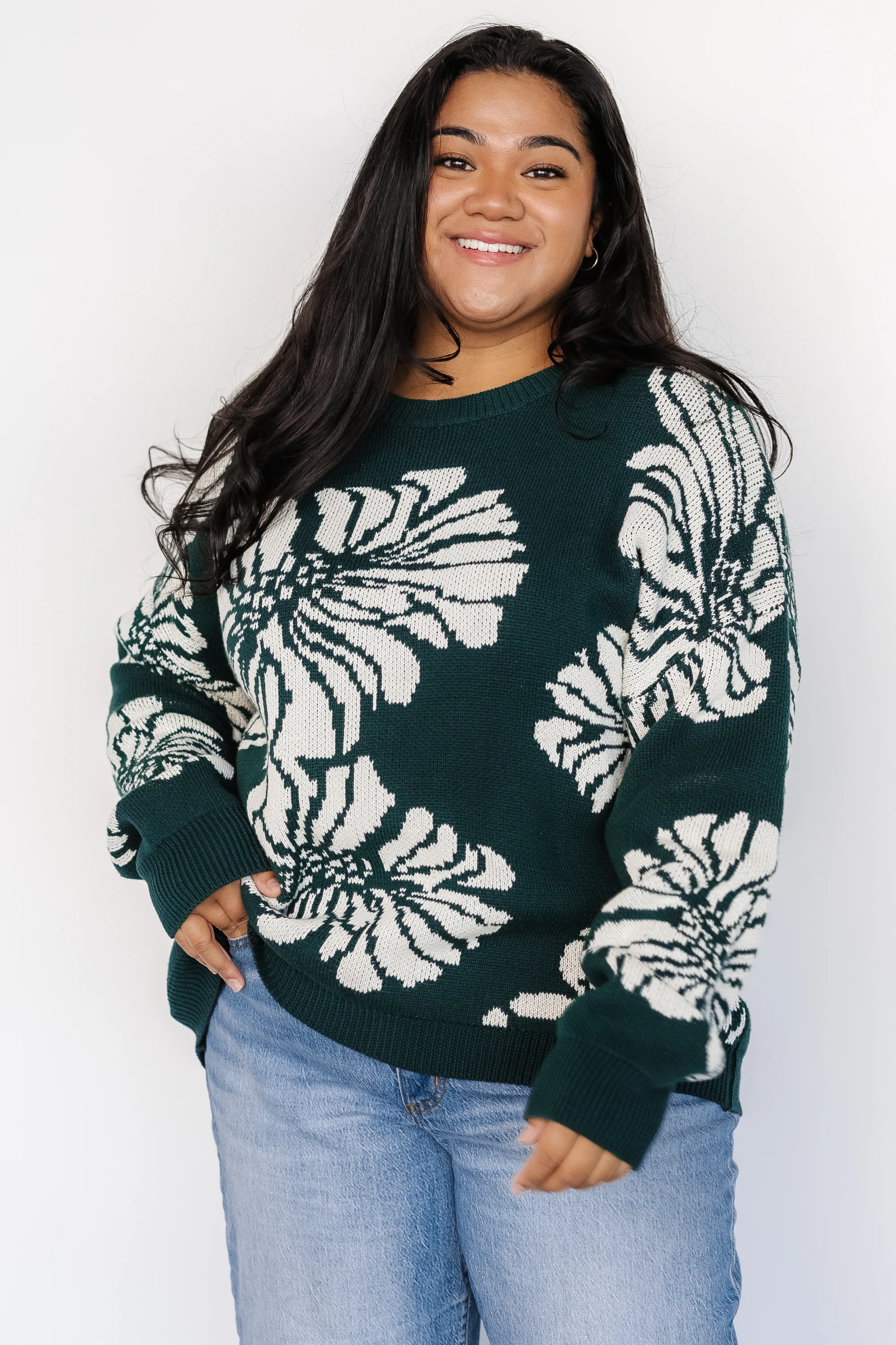 Maude Sweater | Green + Off White