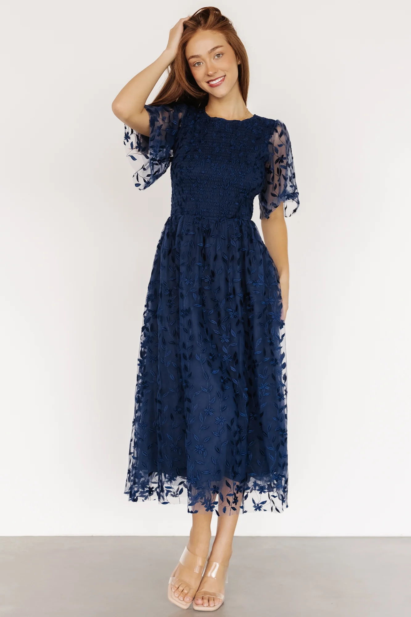 Kendra Embroidered Dress | Navy