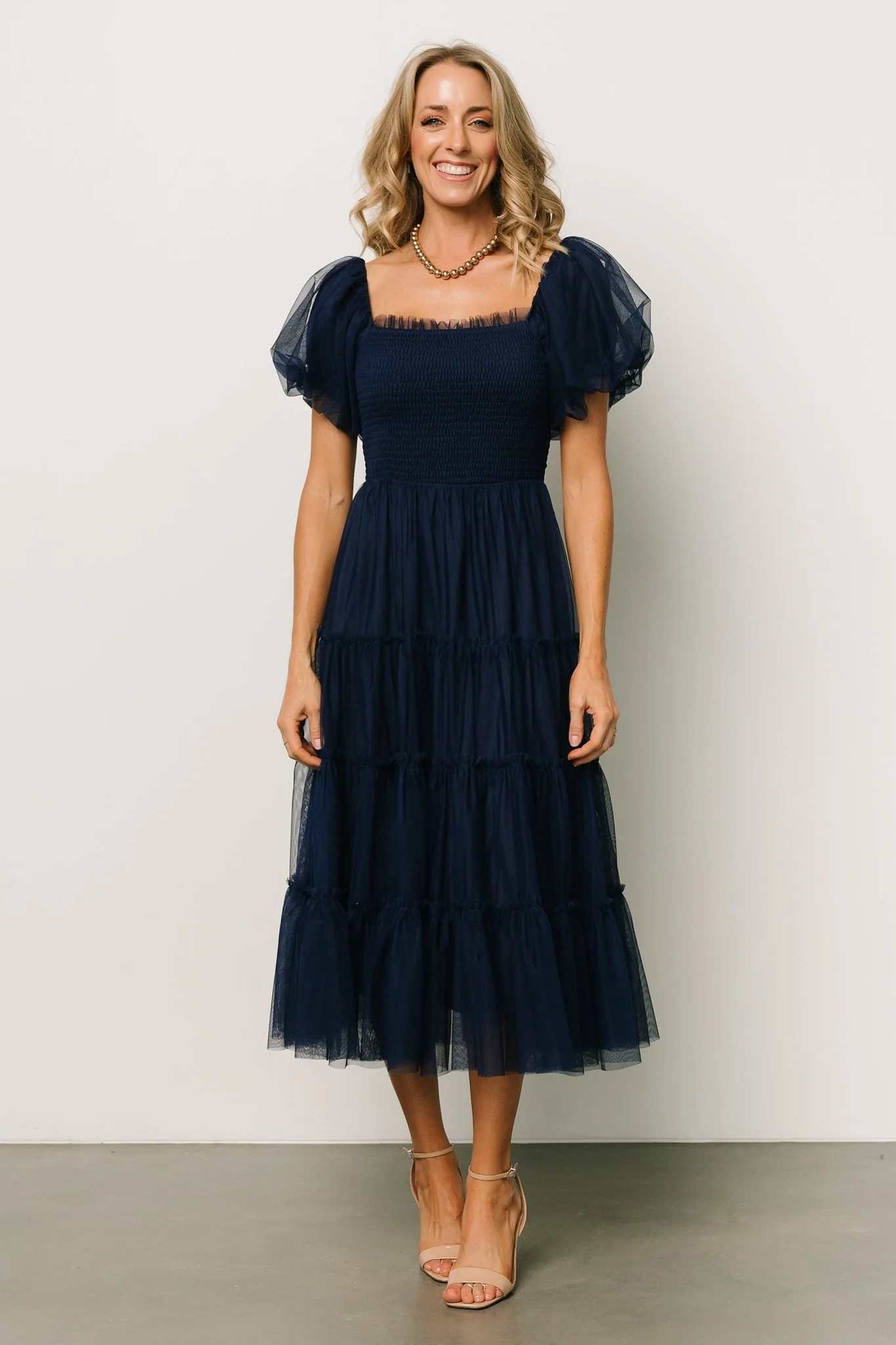 Liv Tulle Midi Dress | Navy