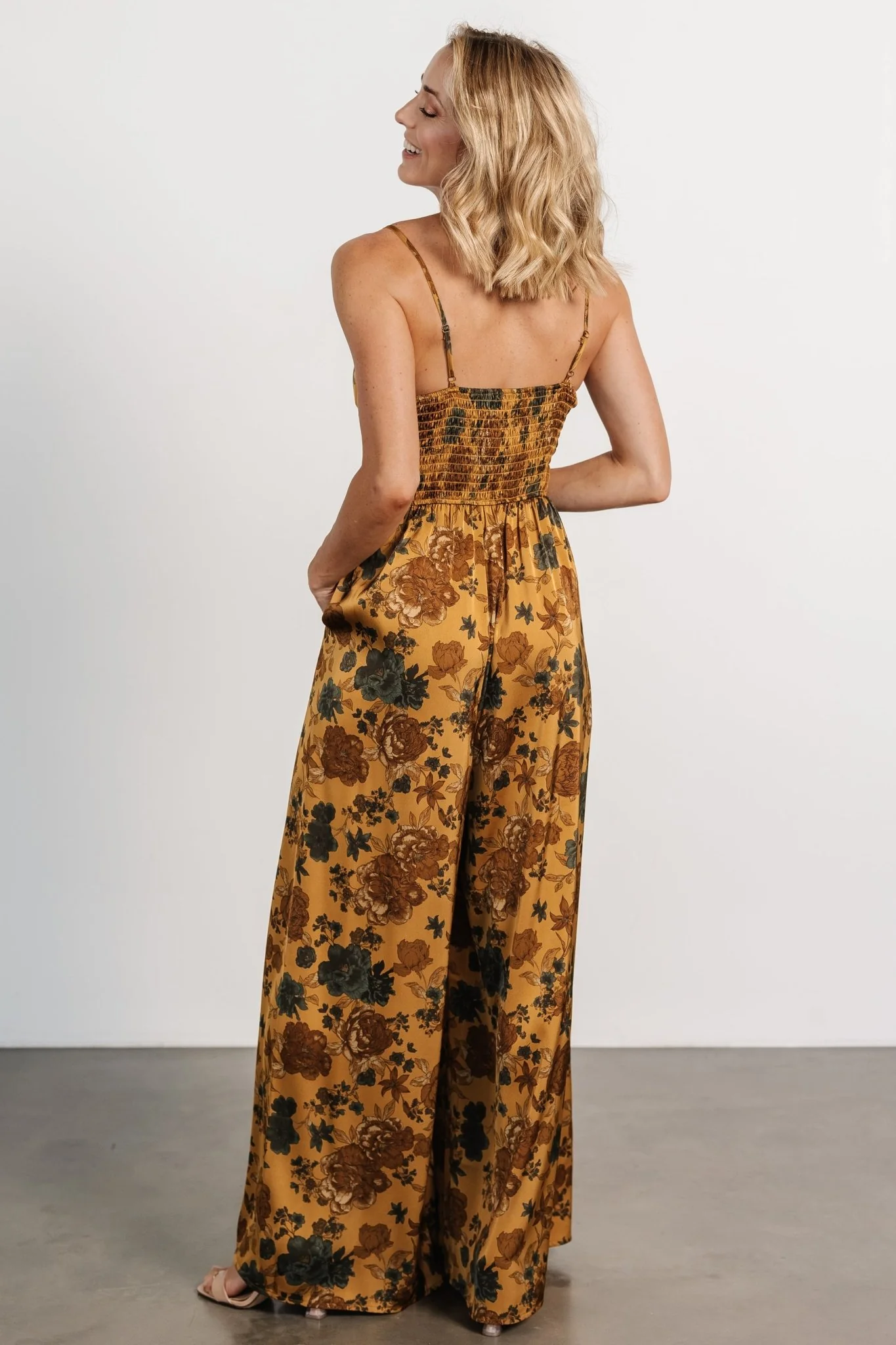Khloe Wide Leg Jumpsuit | Gold Multi