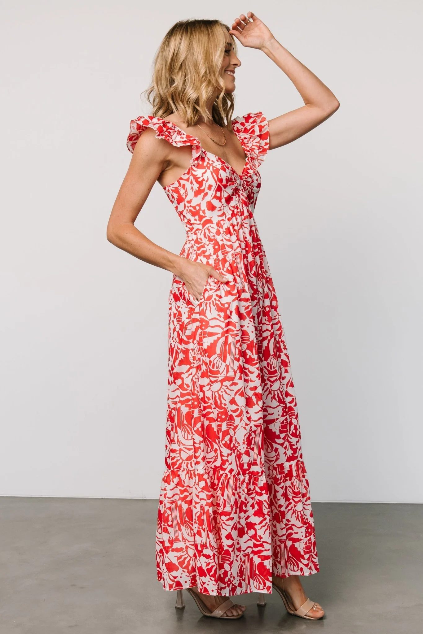 Renee Maxi Dress | White + Red