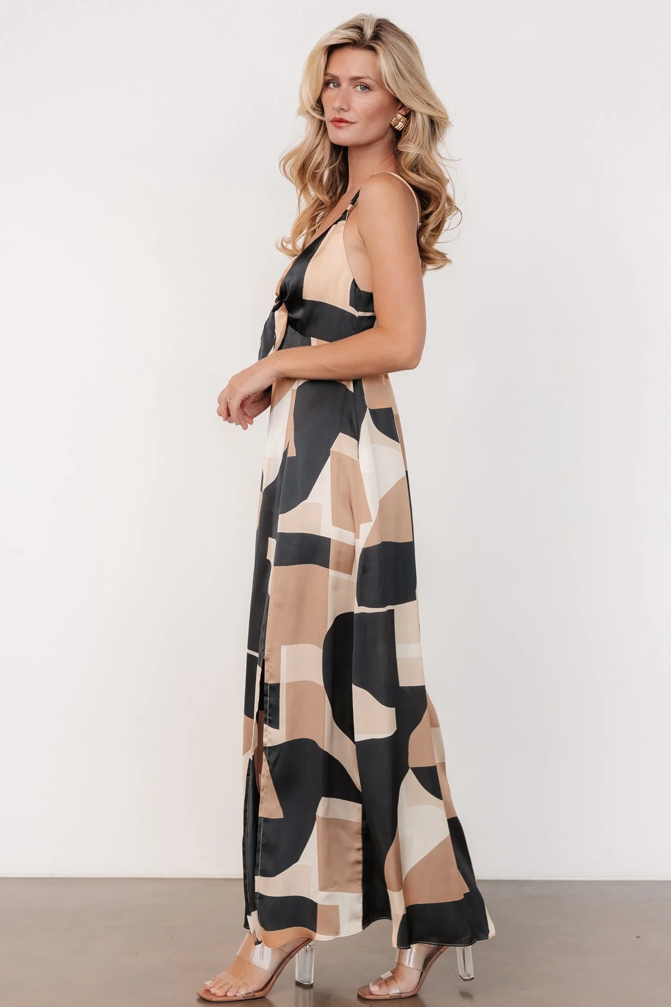 Xanthe Slip Dress | Midnight + Taupe Print