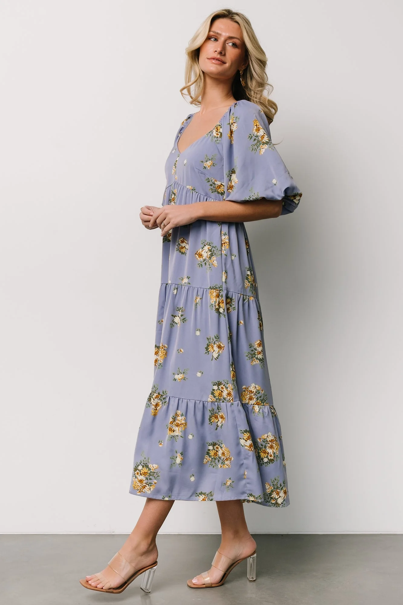 Judith Dress | Blue + Golden Floral