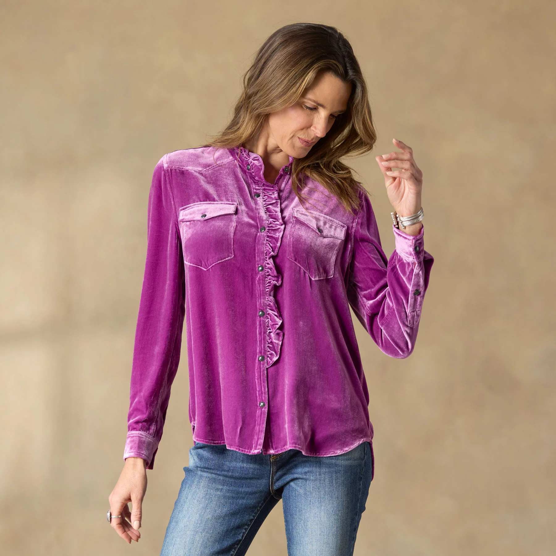 Gretel Velvet Shirt, Petite