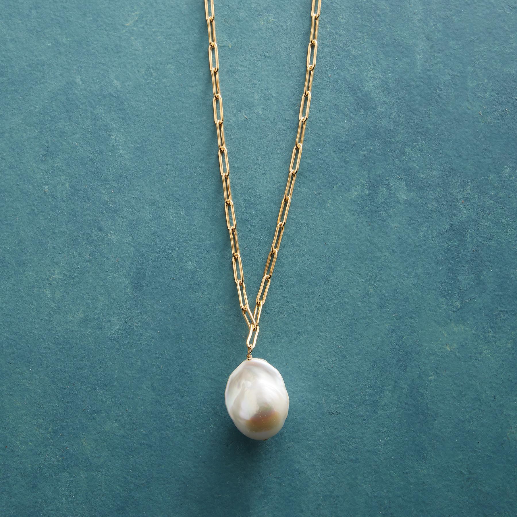 Paper Clip Pearl Necklace