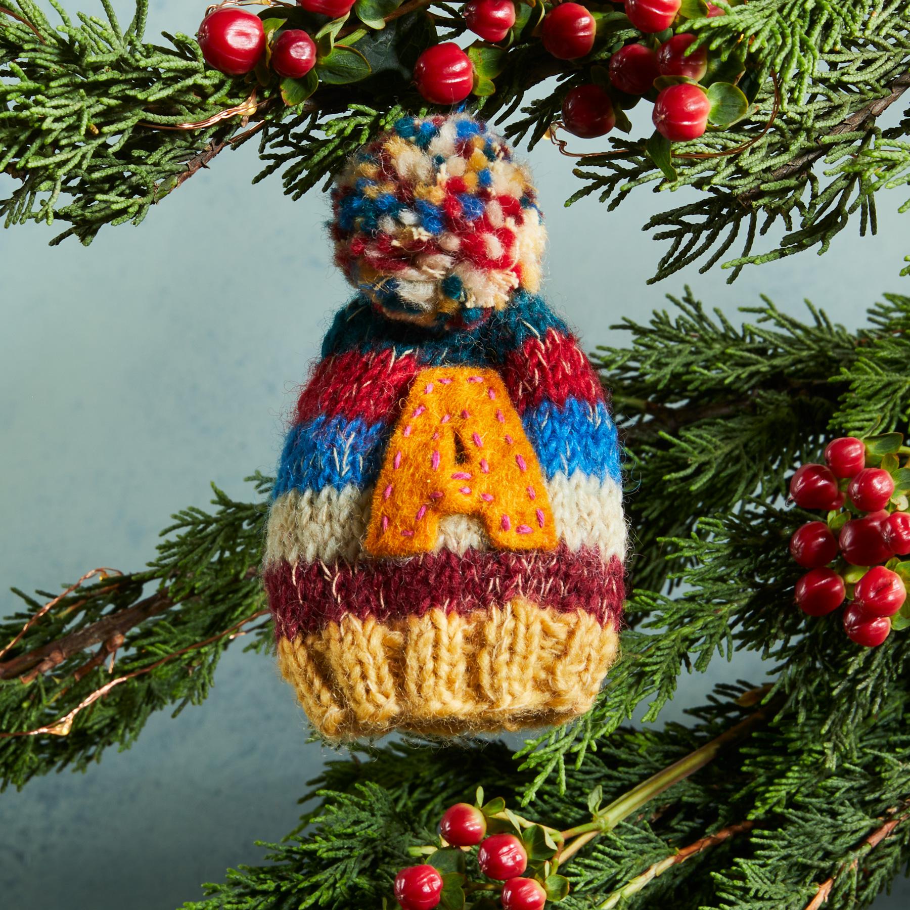 Striped Initial Hat Ornament