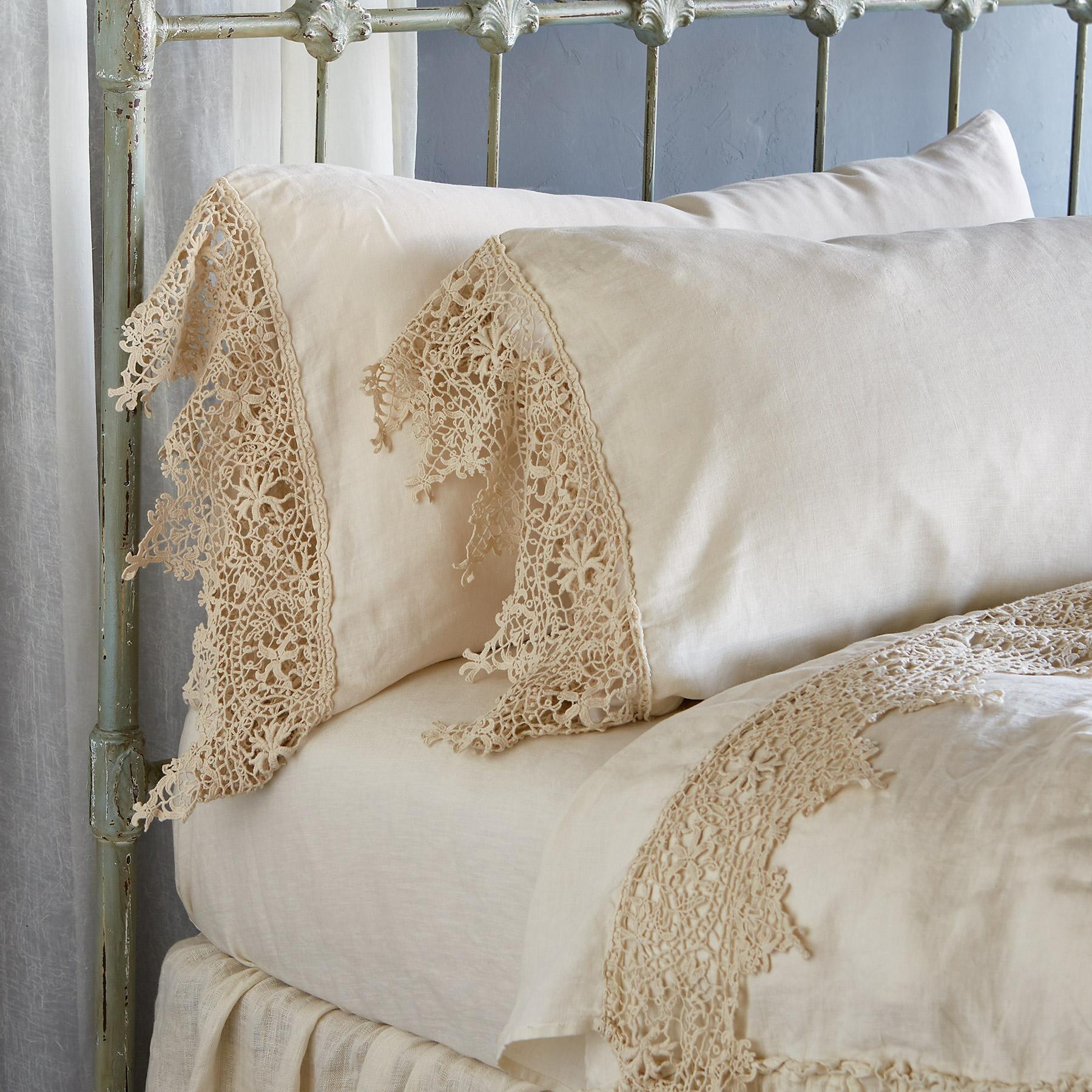 Gossamer Linen Lace Pillowcase