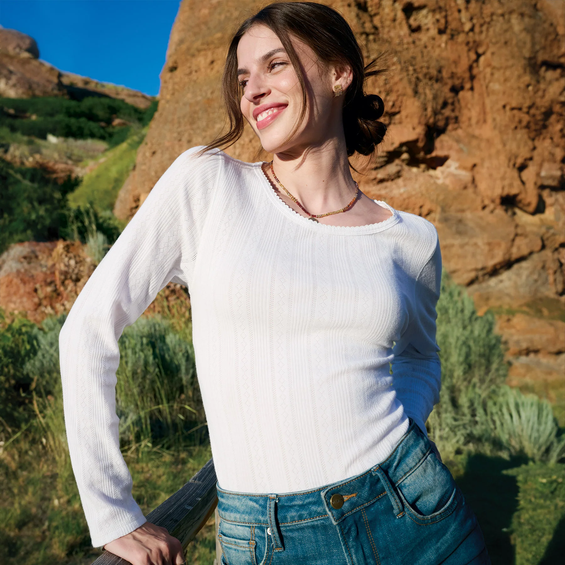 Perfect Pointelle Crewneck, Petite