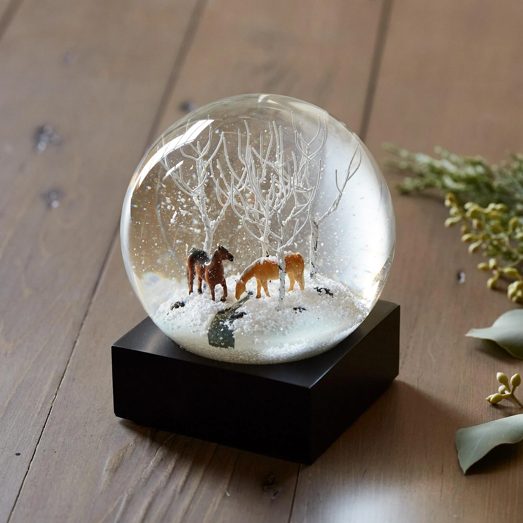 Winter Horses Snow Globe