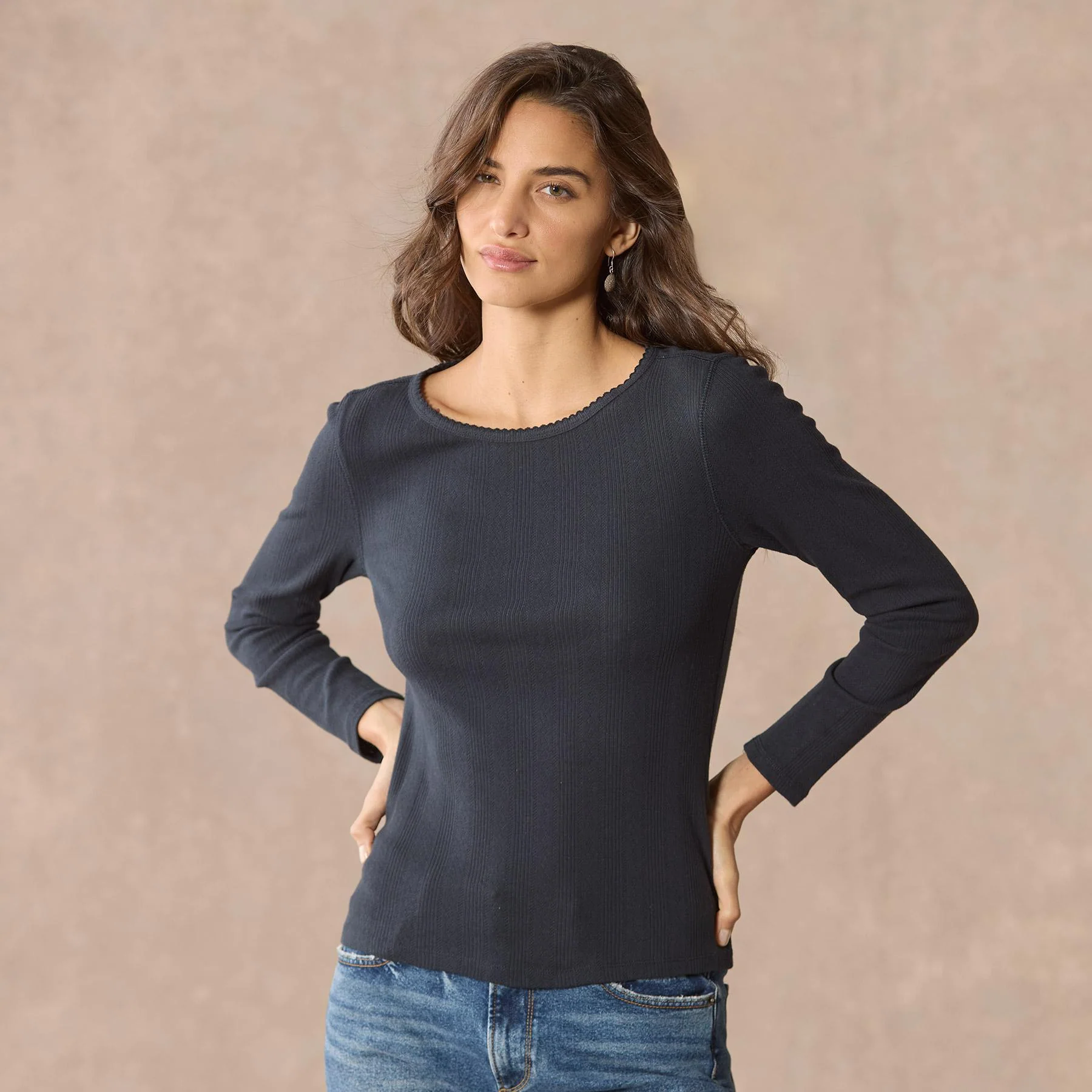 Perfect Pointelle Crewneck, Petite