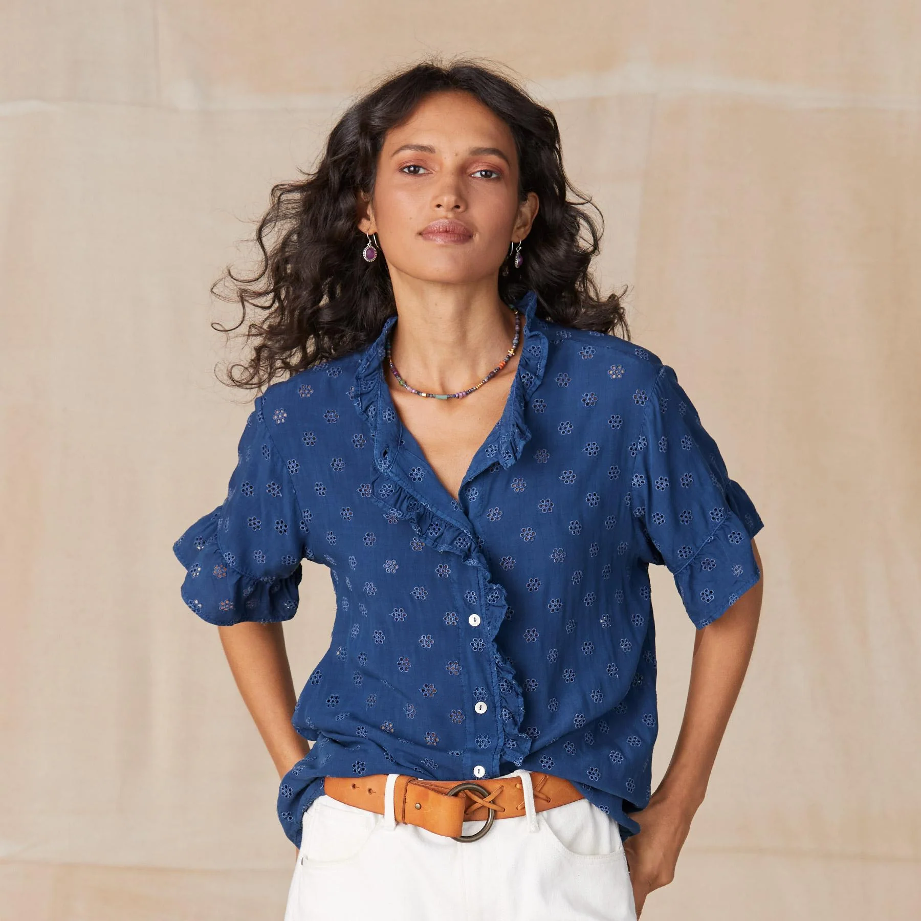 Bree Eyelet Ruffle Shirt