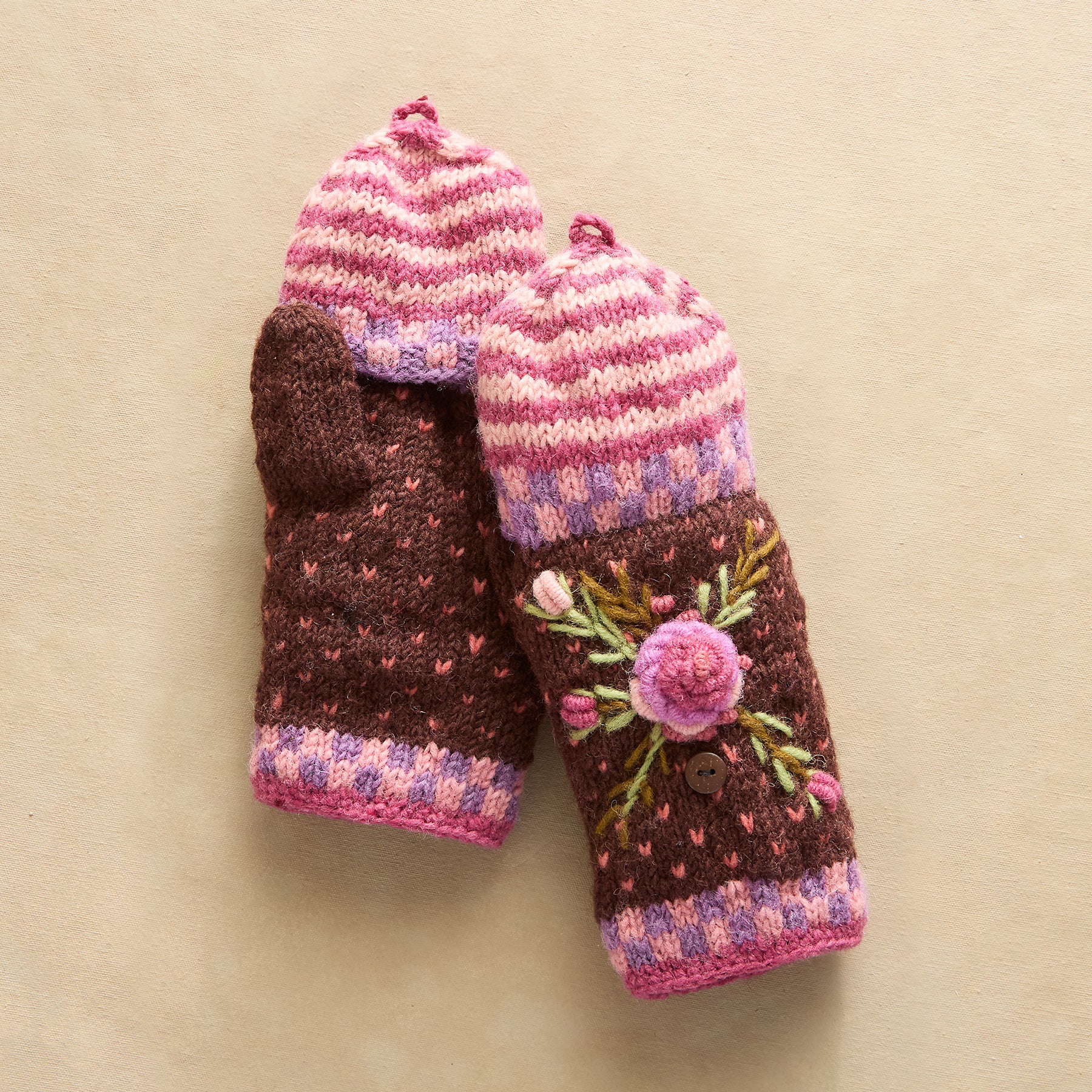 Frosty Blooms Convertible Mittens