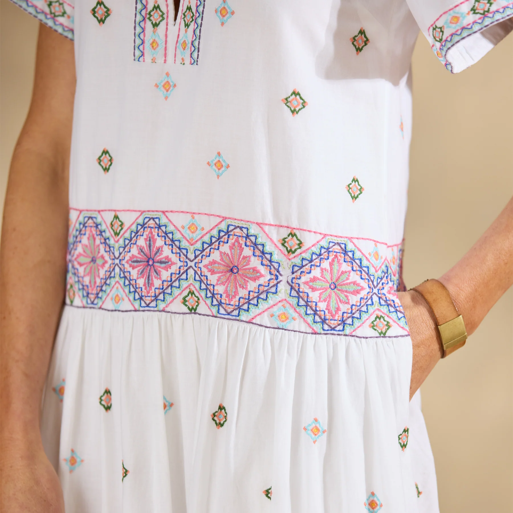 Briella Embroidered Dress, Petite