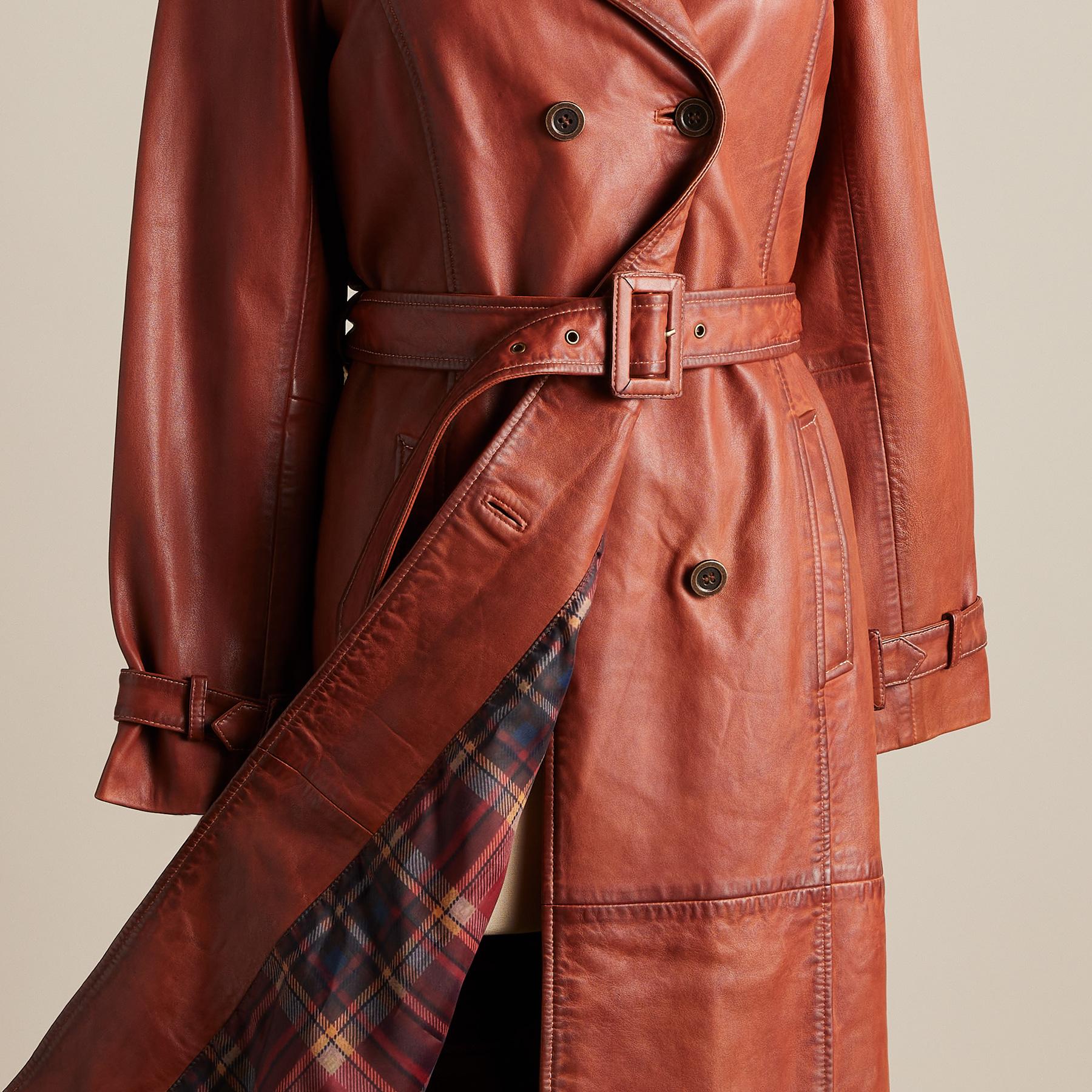 Araminta Leather Trench Coat - Petites
