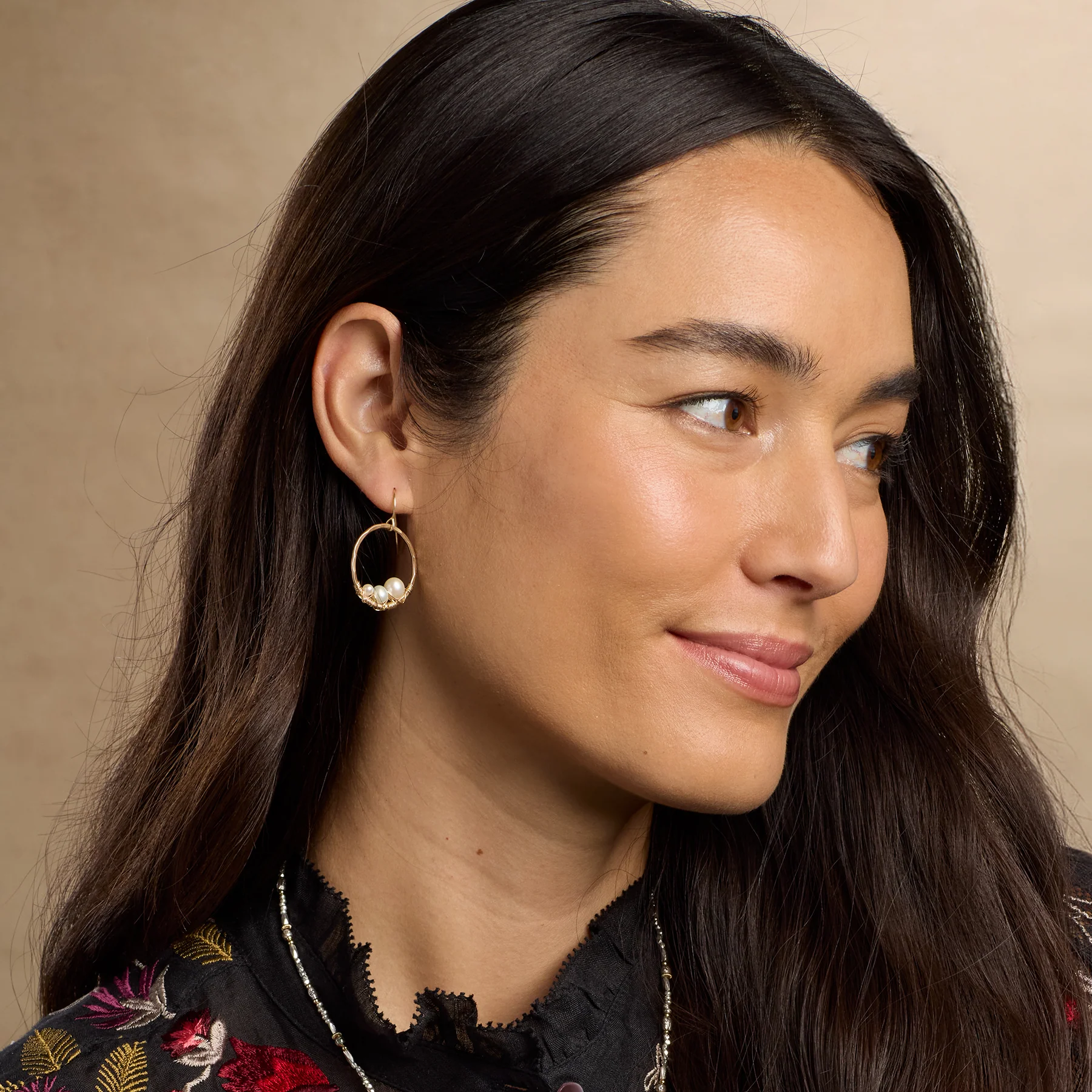 Cradled Pearl Earrings