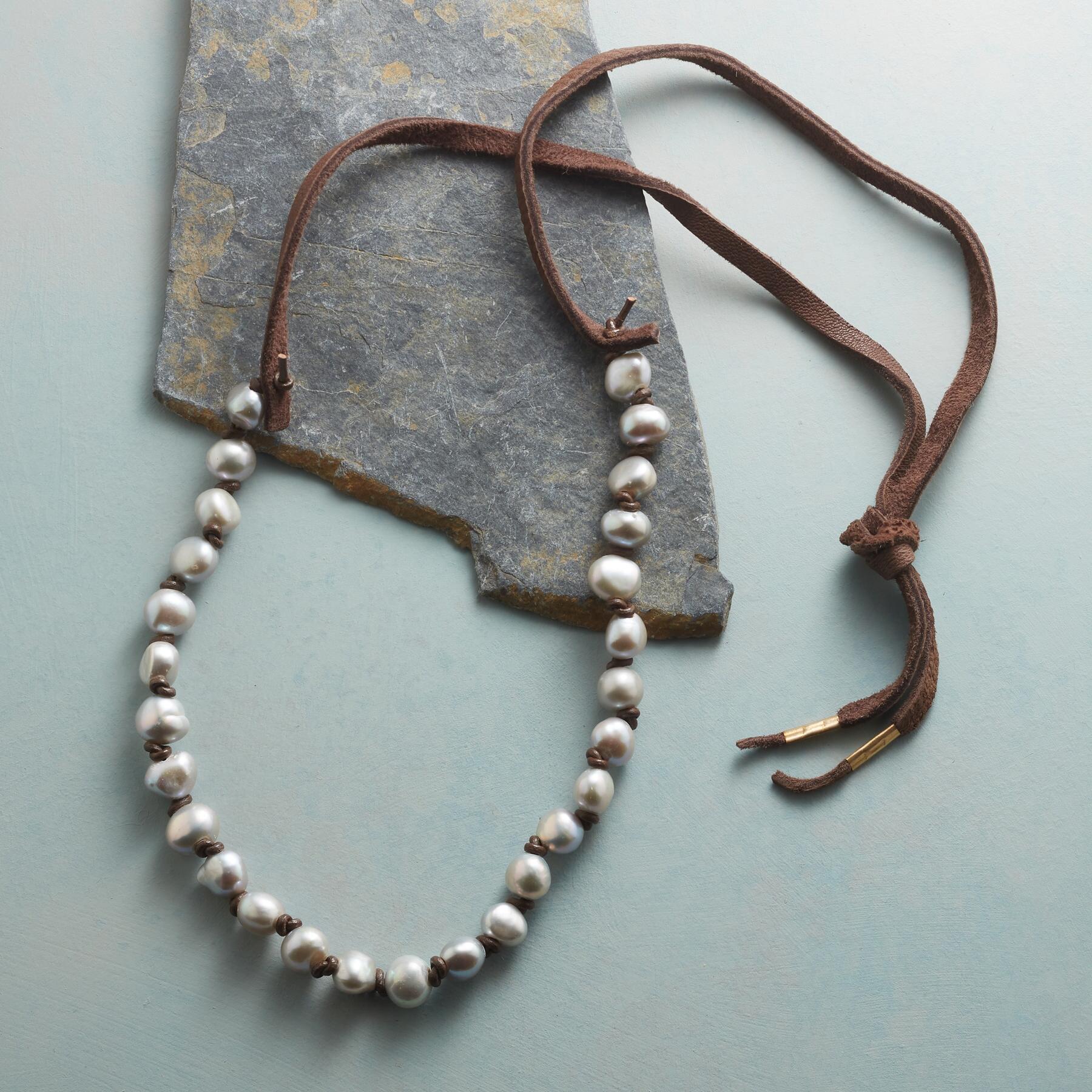 Knotted Gray Pearl Necklace