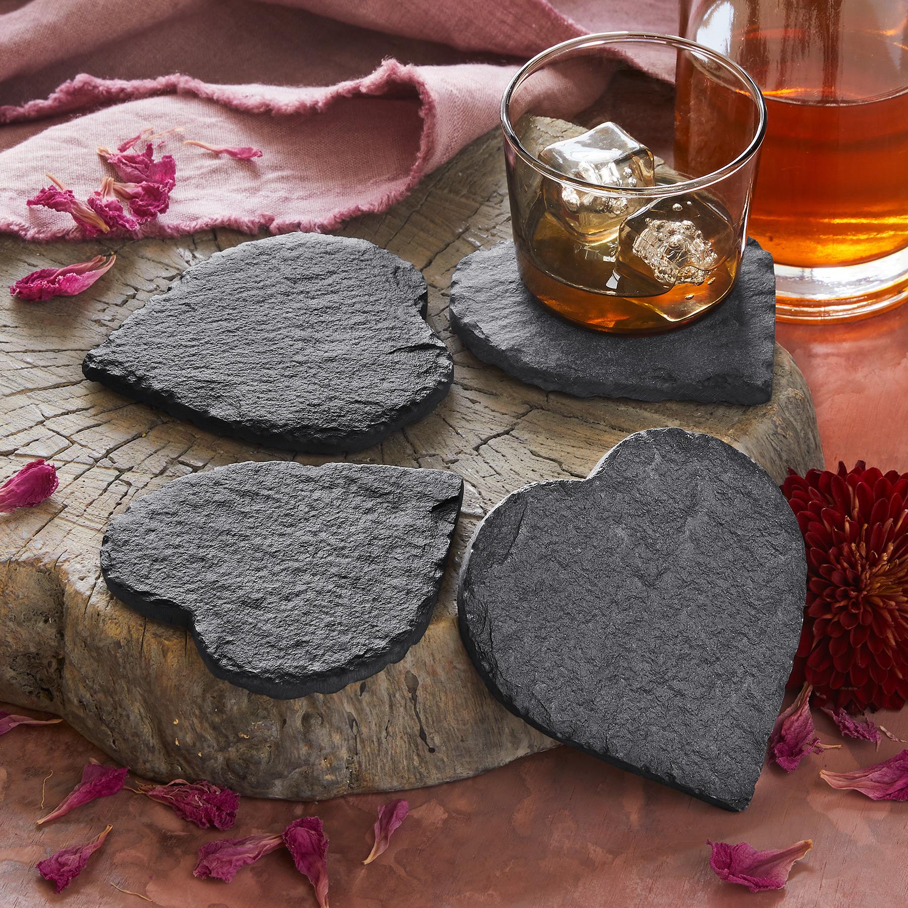 Slate Love Coasters, Set Of 4