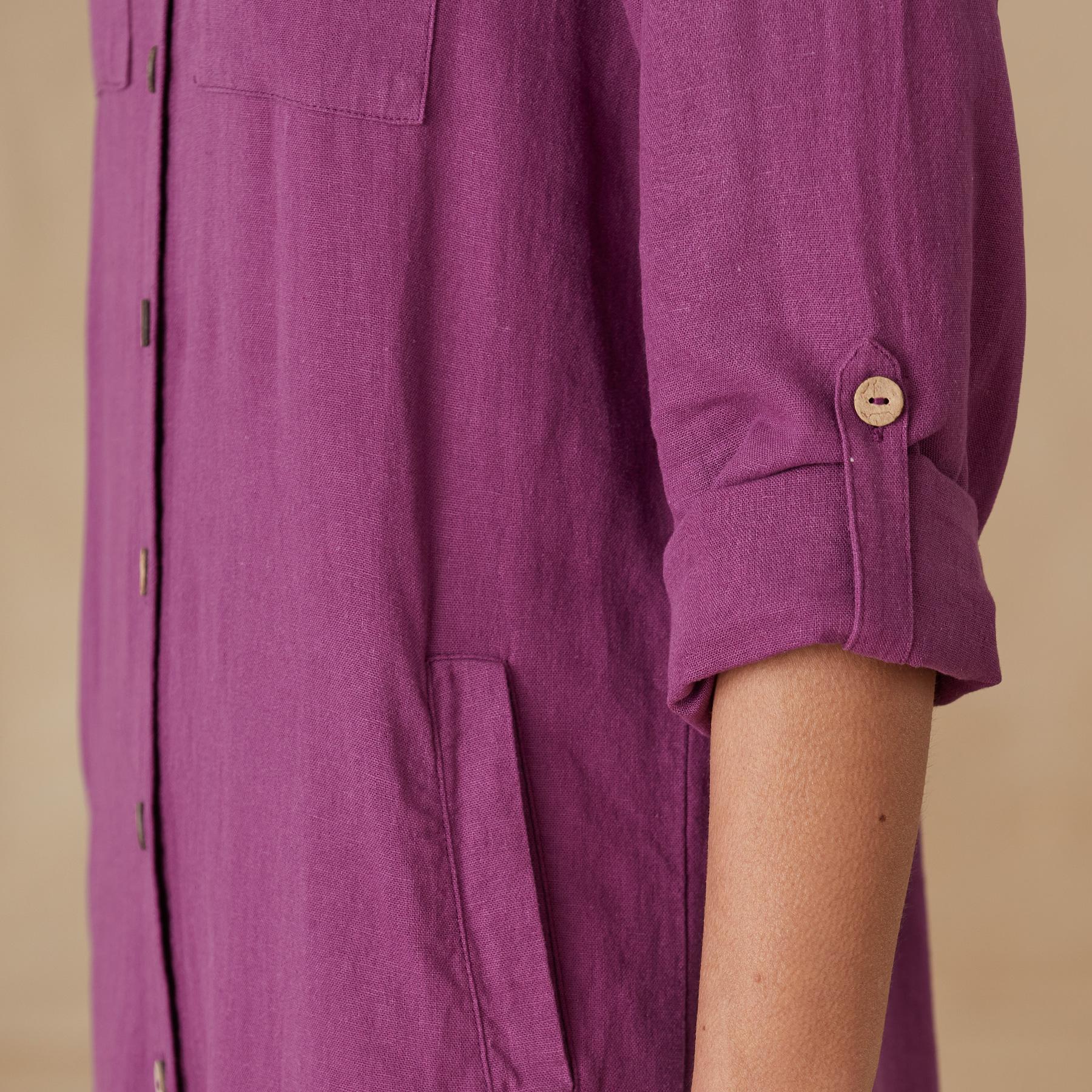 2-pocket Roll-tab Shirt Dress