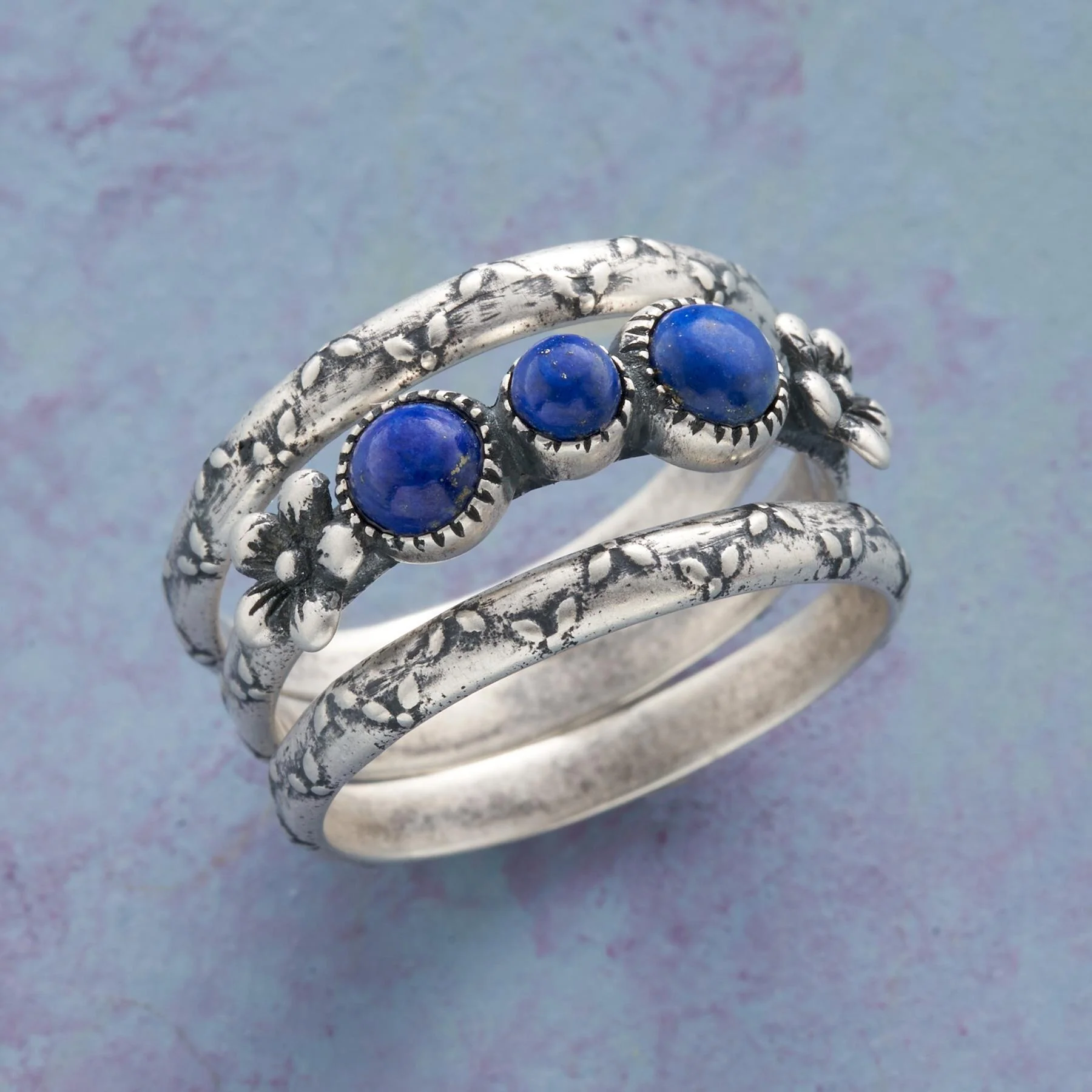 Budding Lapis Ring Trio