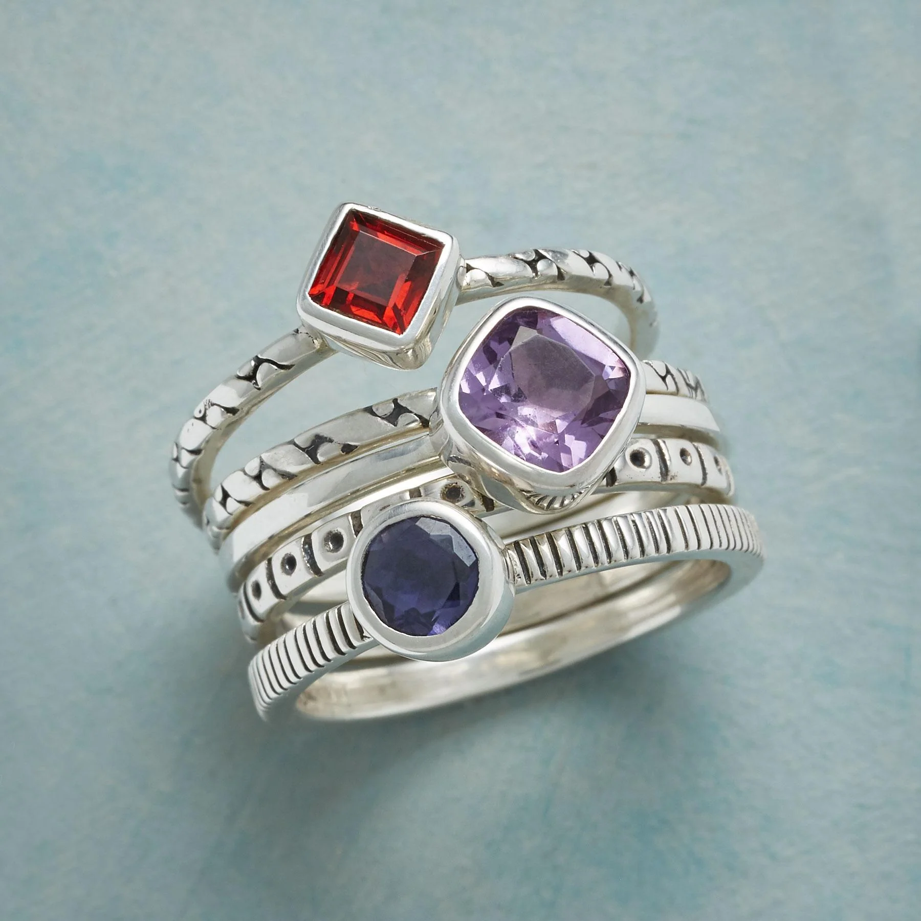 Plentitude Of Gems Stacking Rings S/5