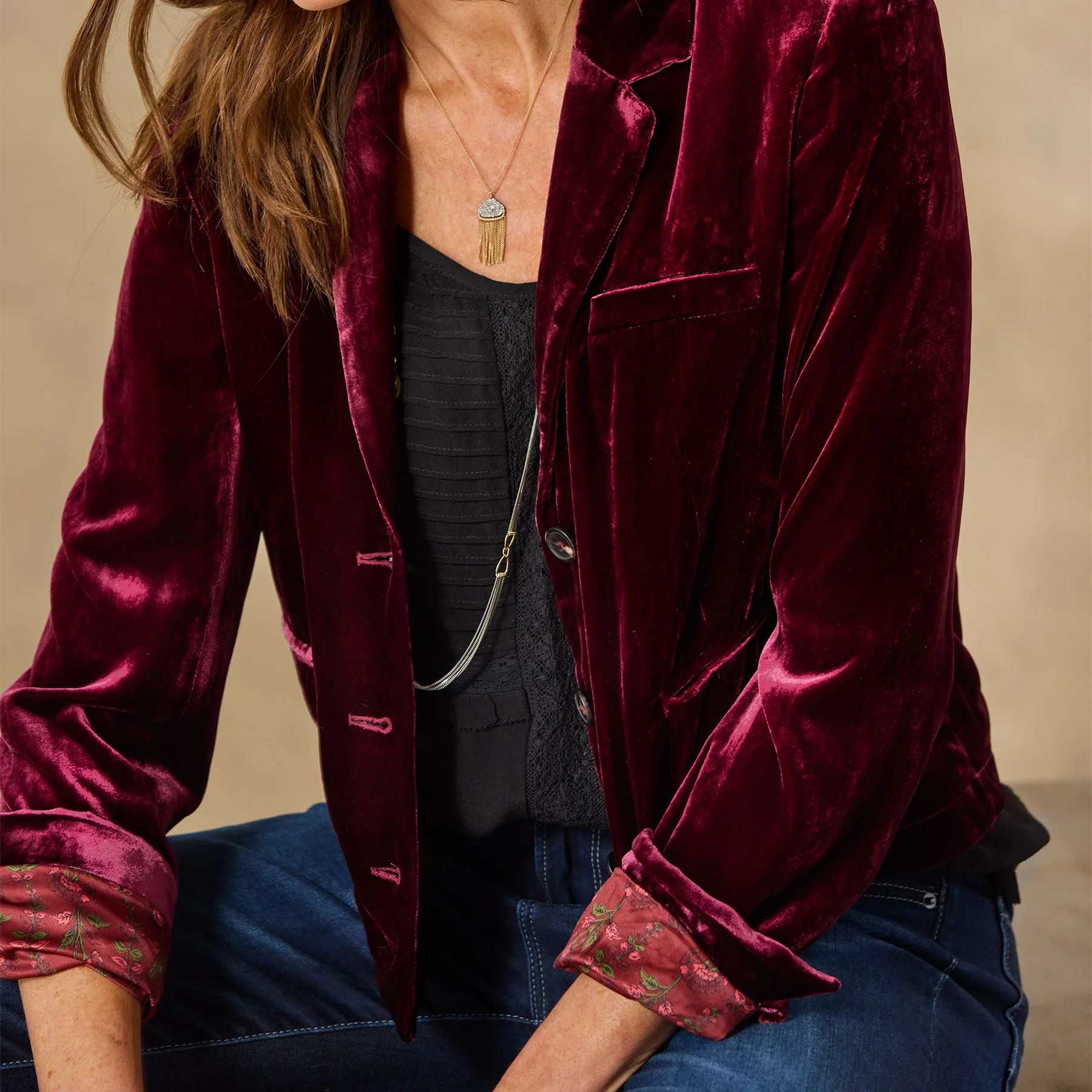 Champagne Toast Velvet Jacket, Petite