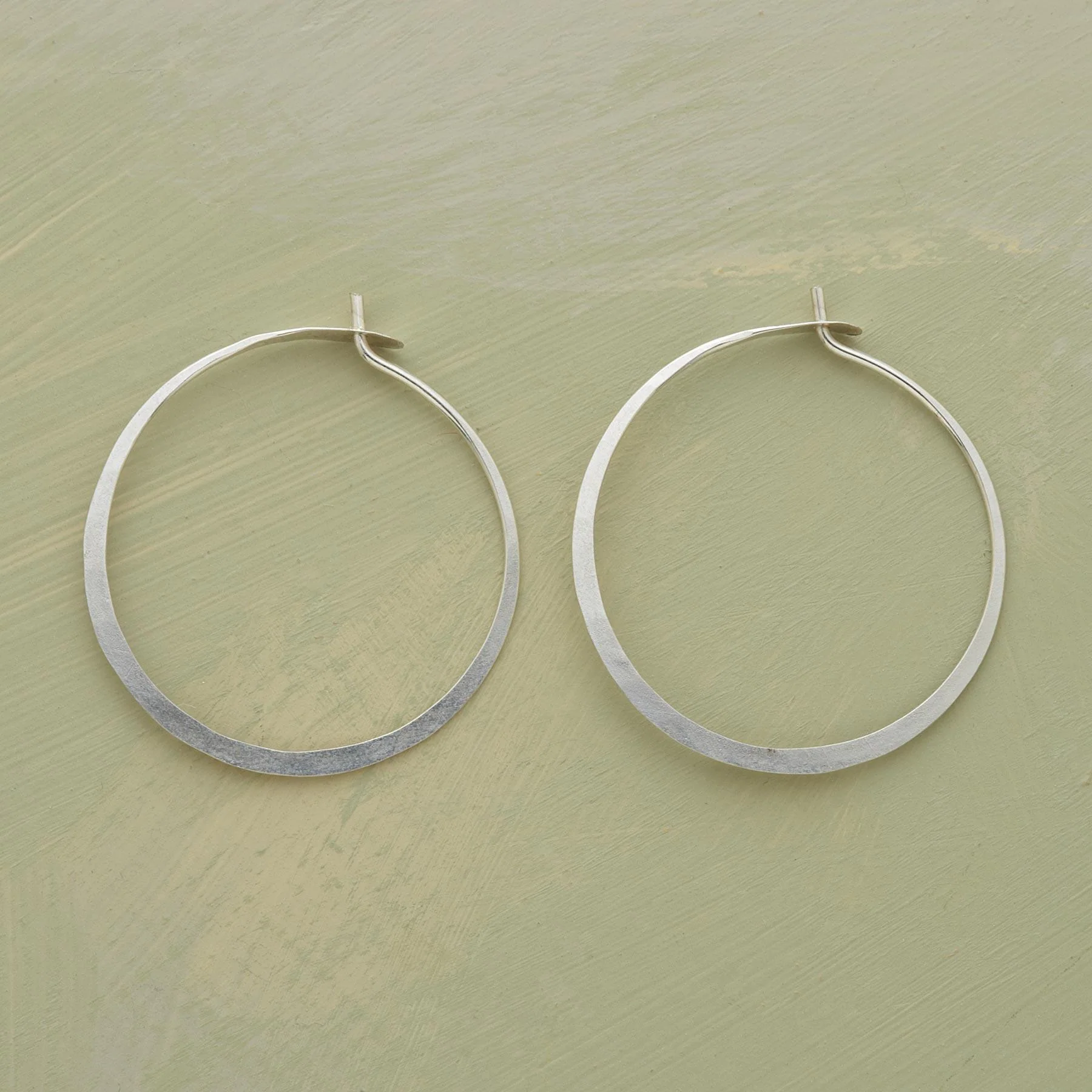 Medium Hand-Forged Sterling Hoops