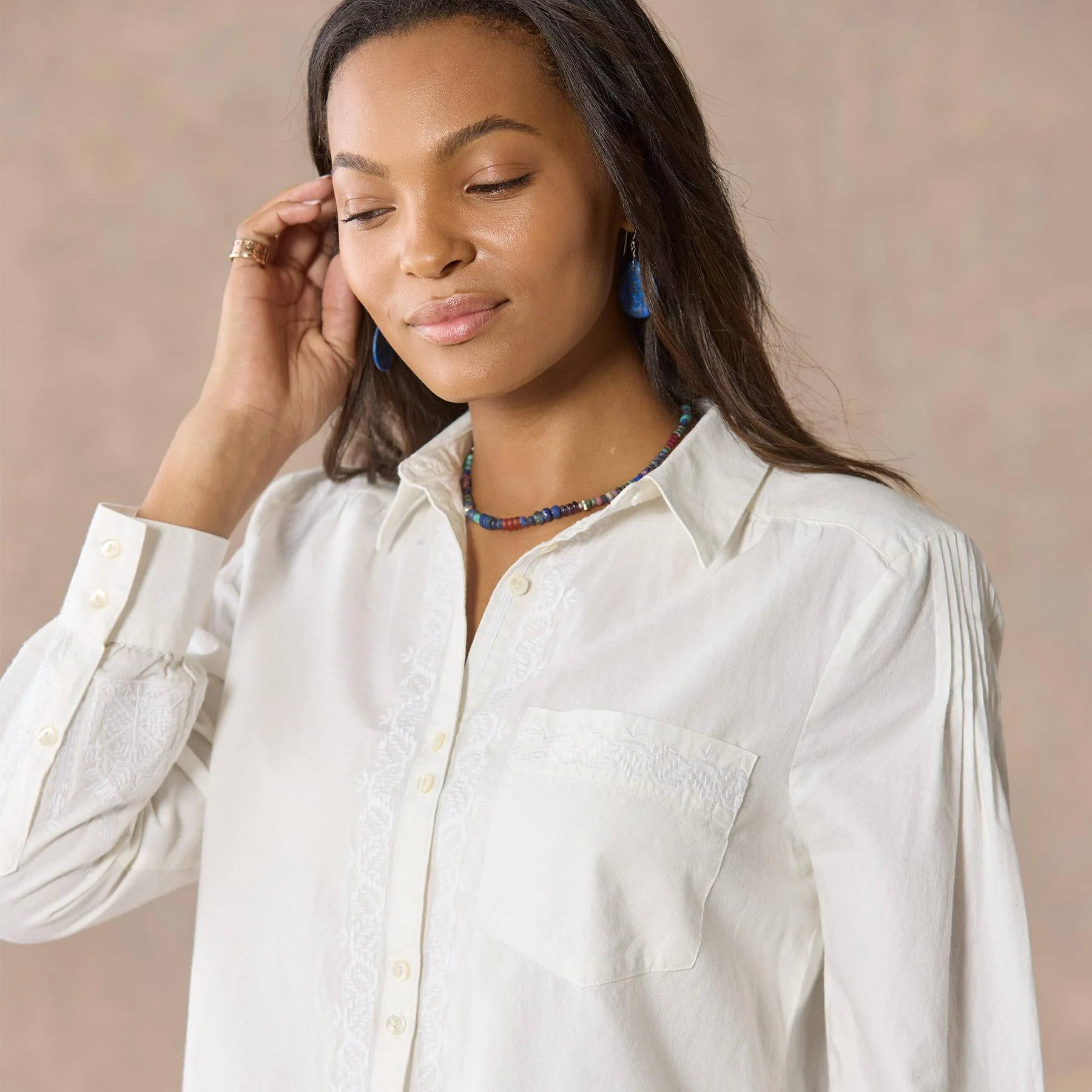 Karla Embroidered Shirt, Petite
