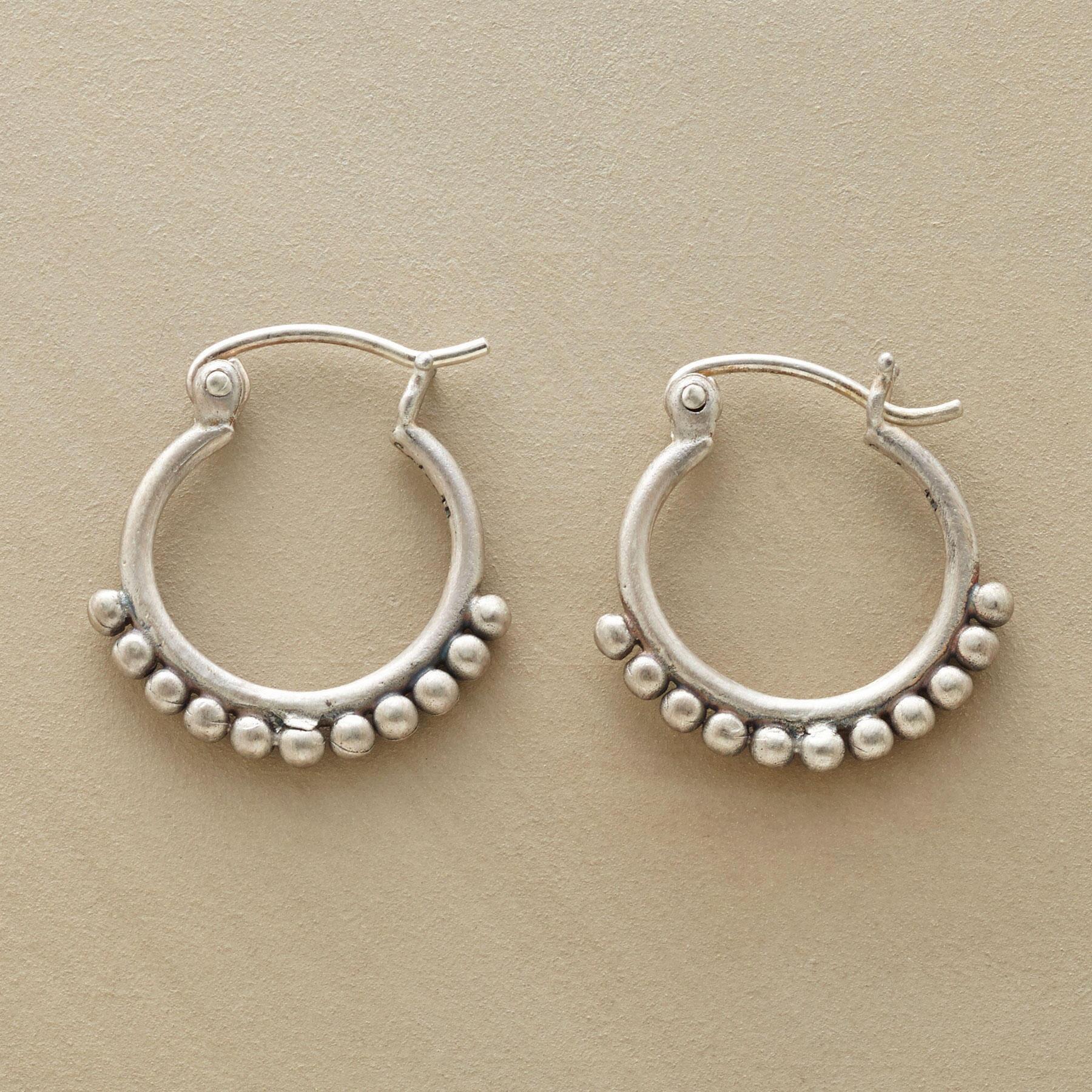 Silver Bead Hoop Earrings