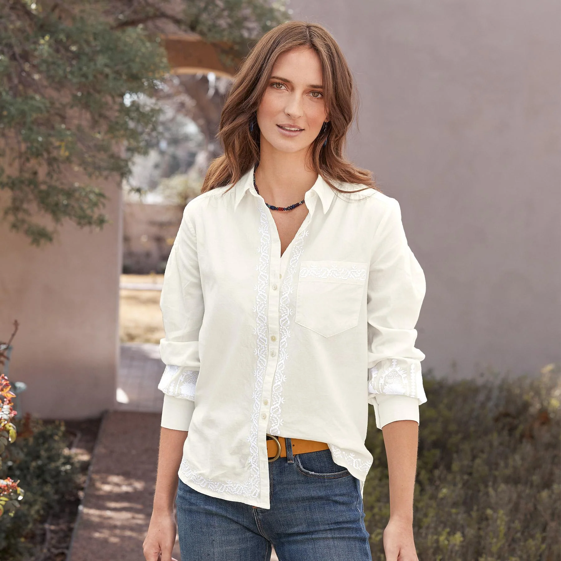 Karla Embroidered Shirt, Petite