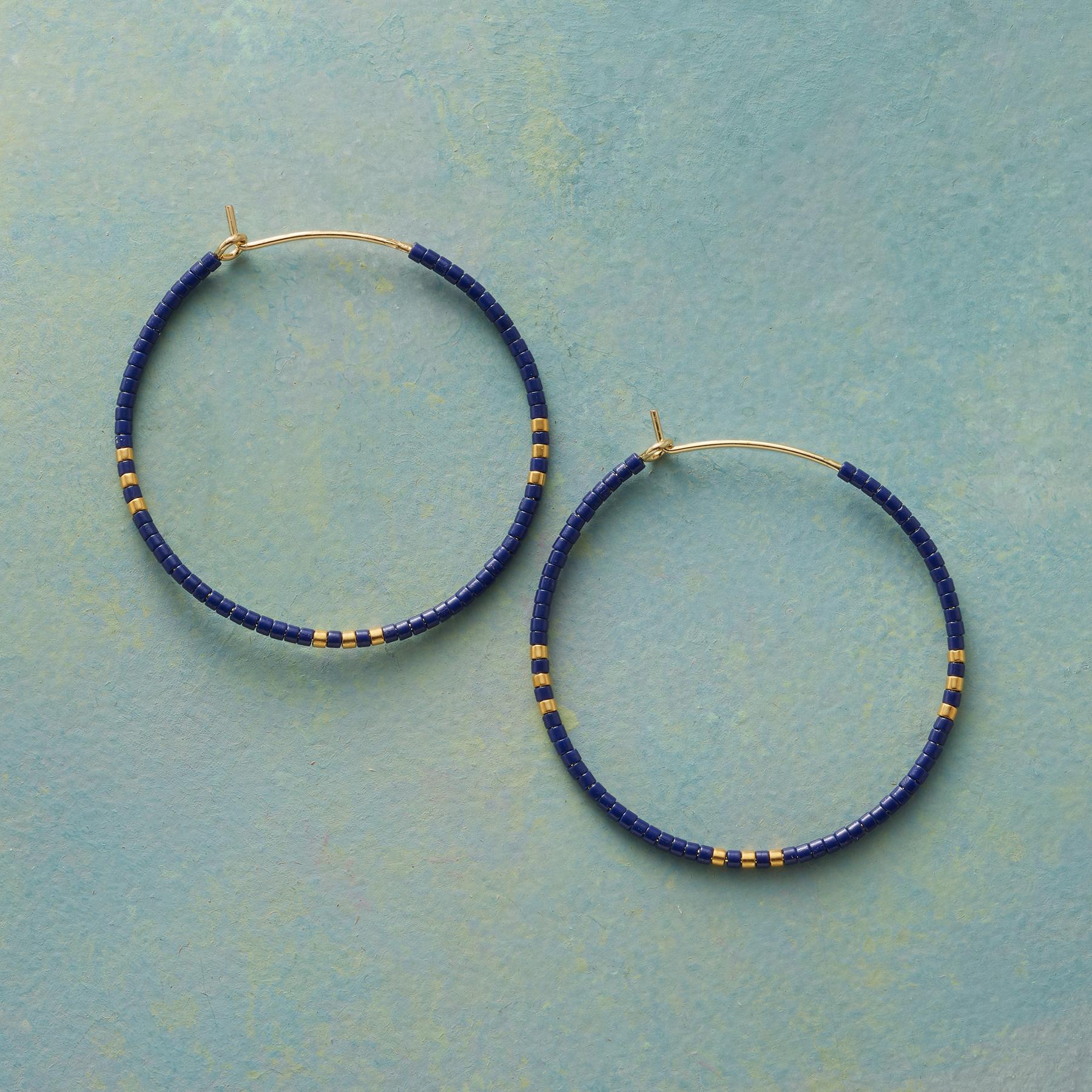 Through The Blue Hoop Earrings