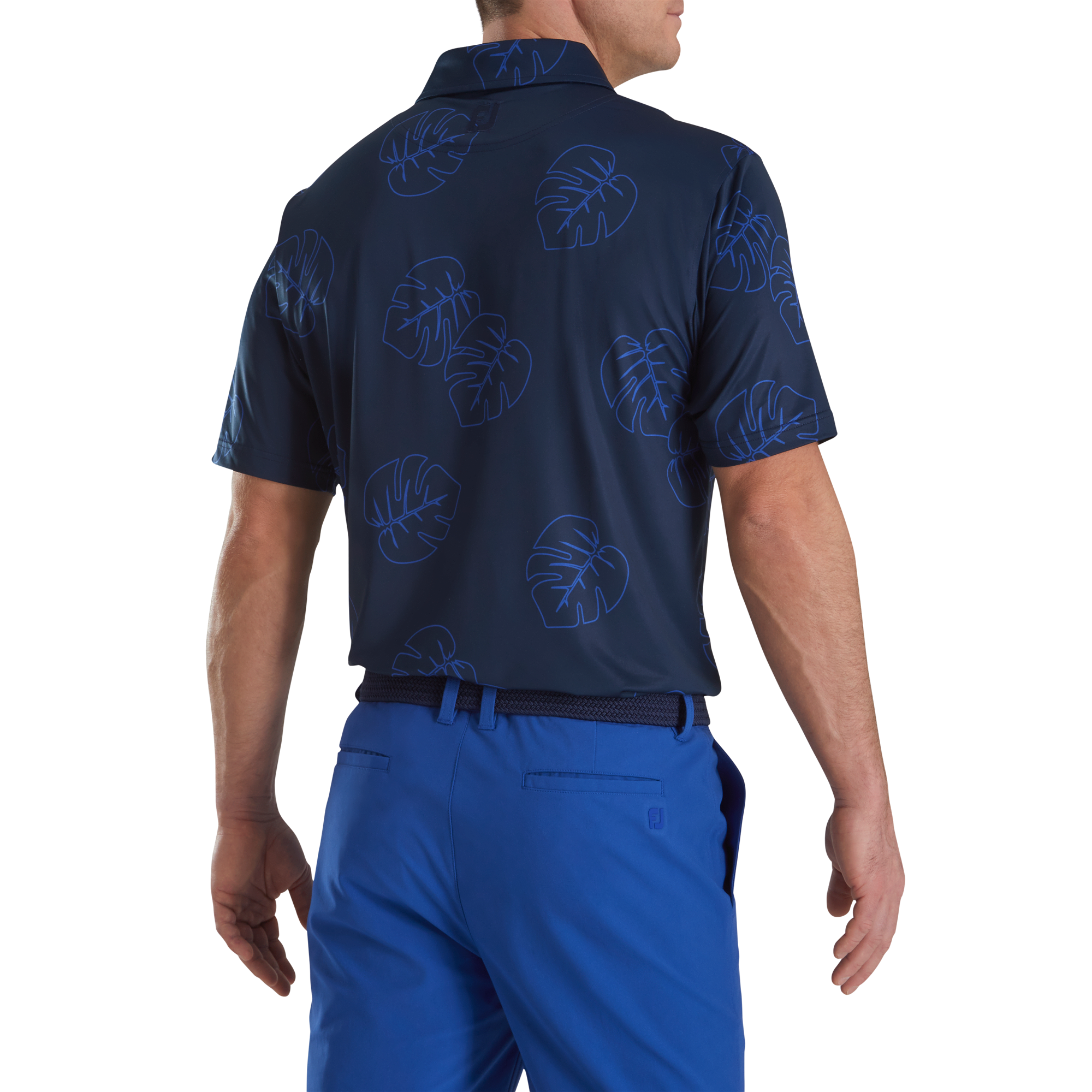 Jungle Leaf Print Lisle Self Collar-Previous Season Style