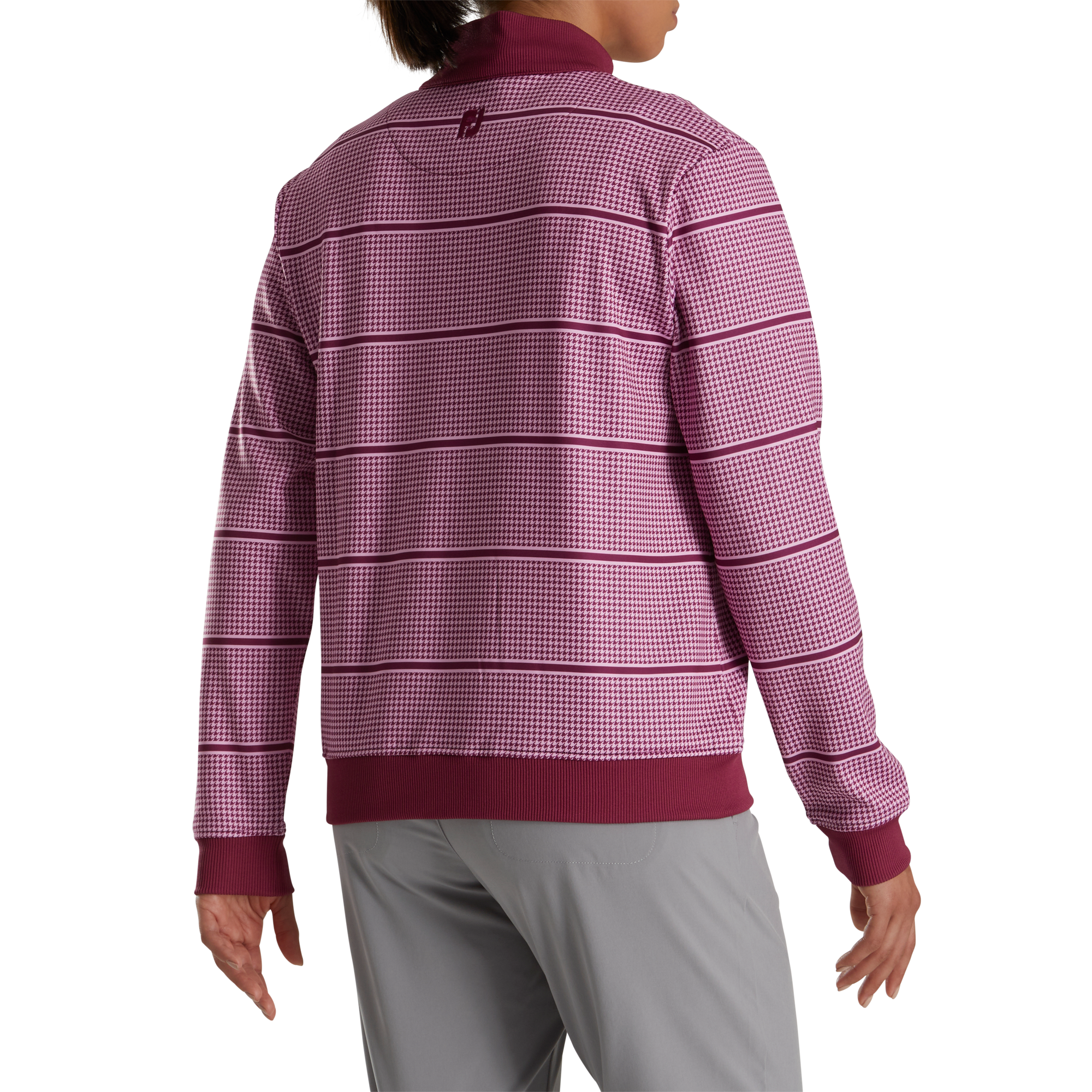 Half-Zip Houndstooth Print Mid-Layer-Previous Season Style Women