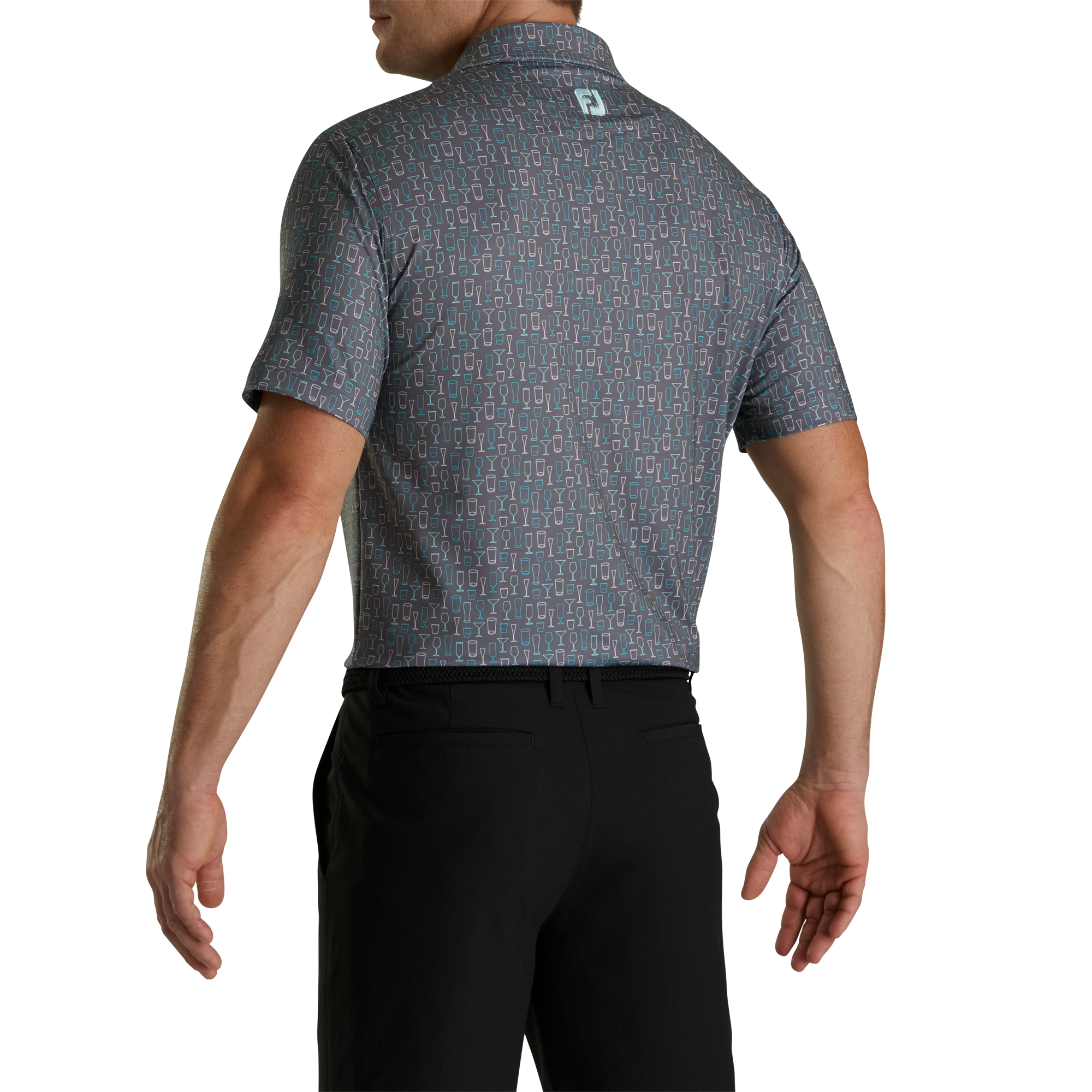 Athletic Fit Lisle Glass Print Self Collar-Previous Season Style