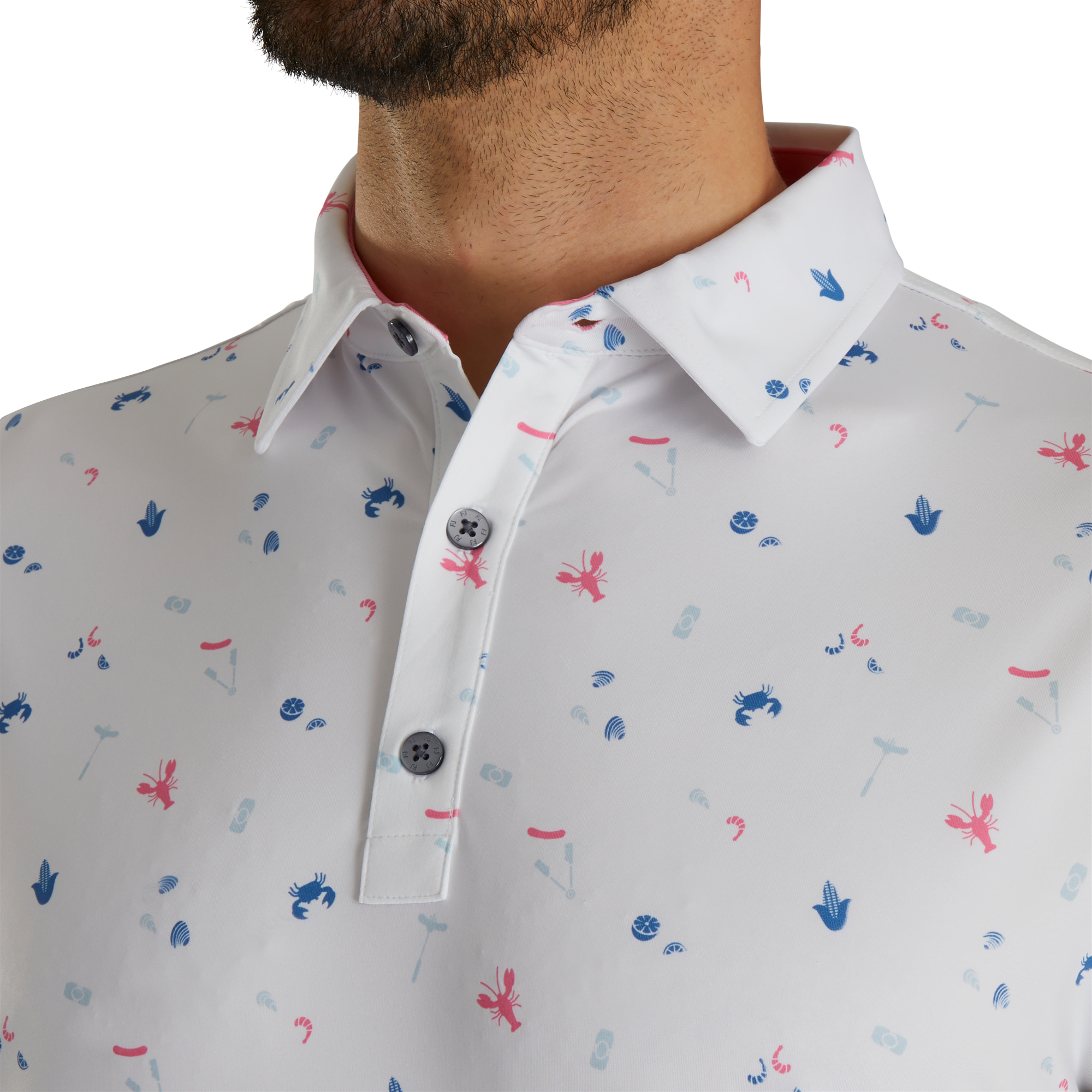 Clam Bake Print Lisle Self Collar-Previous Season Style